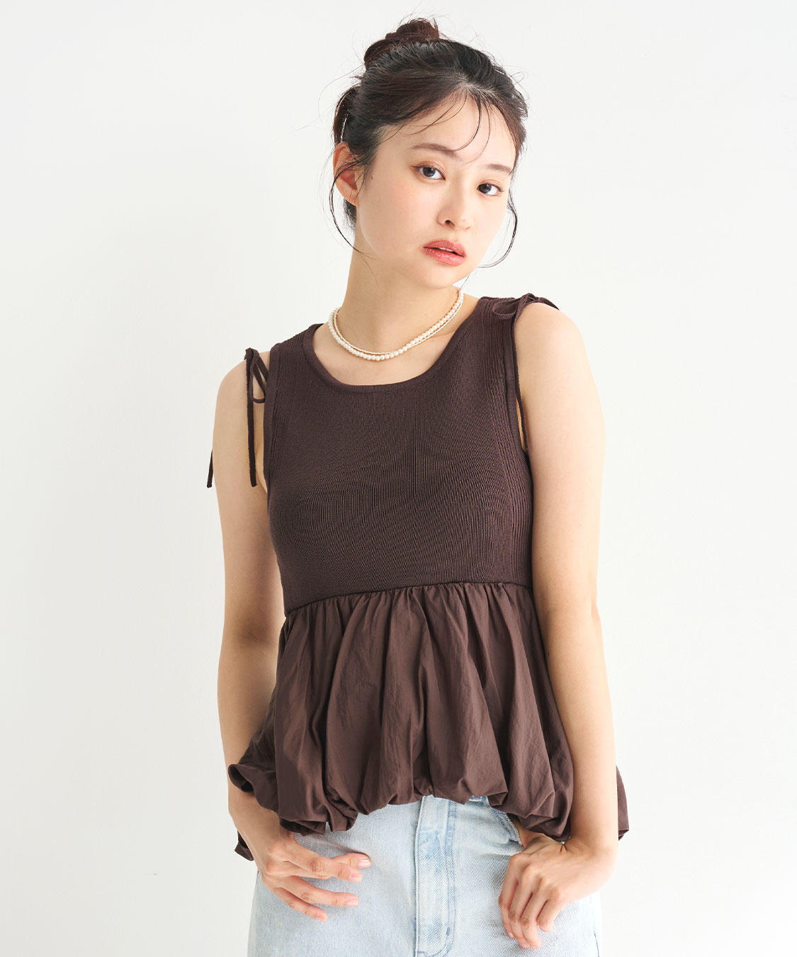 新品タグ付き　COCO DEAL ぺプラムブラウスレイヤードニット ココディール 【SOLD OUT】COCODEAL ペプラムブラウスレイヤード