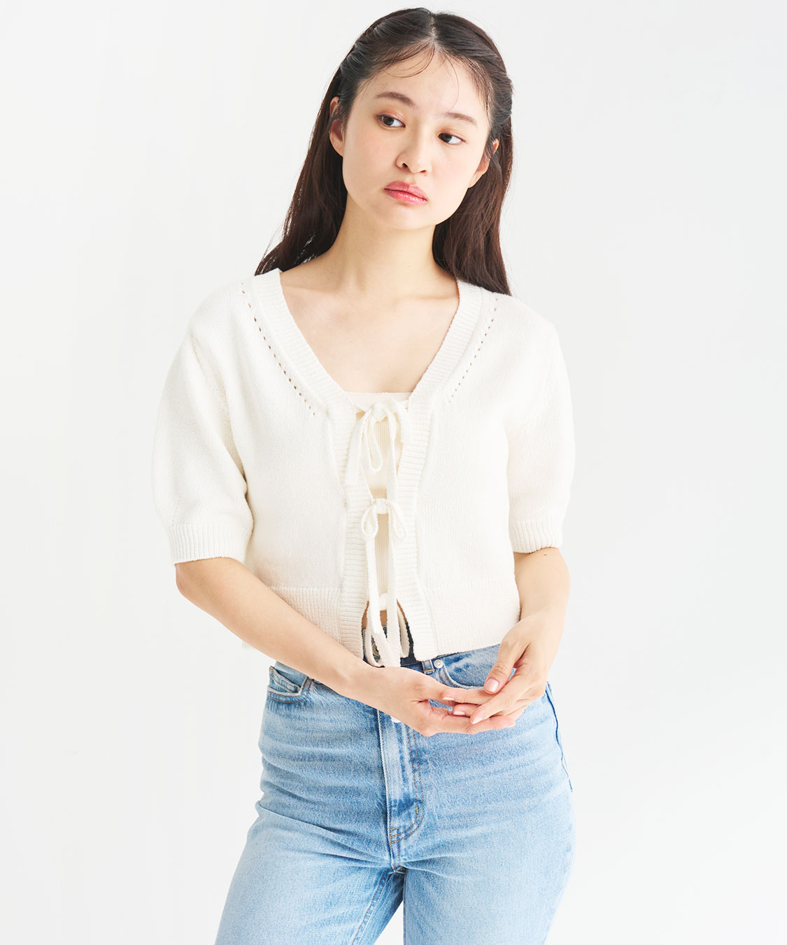 COCO DEAL ボーダーケーブルハーフスリーブニット ボーダーケーブルハーフスリーブニット｜PETAL ONLINE（ペタル