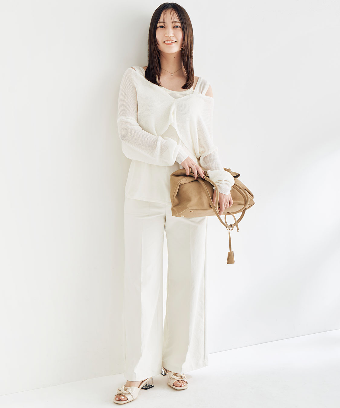 Plage◆24ss/CRAFT curvy カーディガン/ニットベスト(薄手)/コットン/IVO/無地// ドット柄ニットカーディガン | ファッション通販サイト NUGU