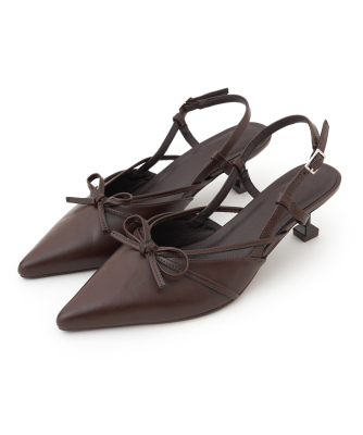 LILY BROWN 黒 スリングバックリボンパンプス 美品 - メルカリ