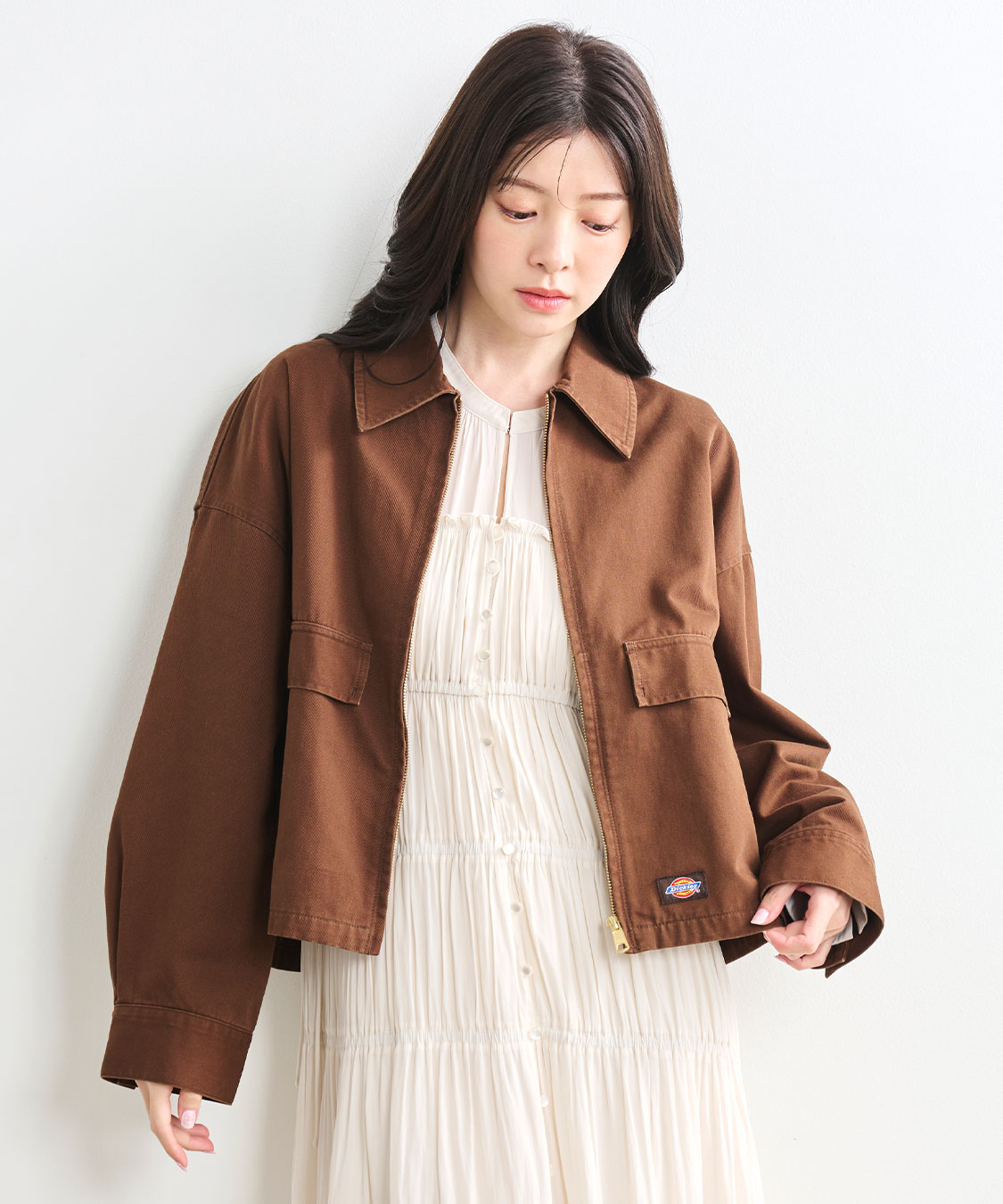 COCODEAL レザーショートブルゾン ブラウン サイズ1 COCO DEAL/Dickies®》ショートジップブルゾン｜PETAL ONLINE