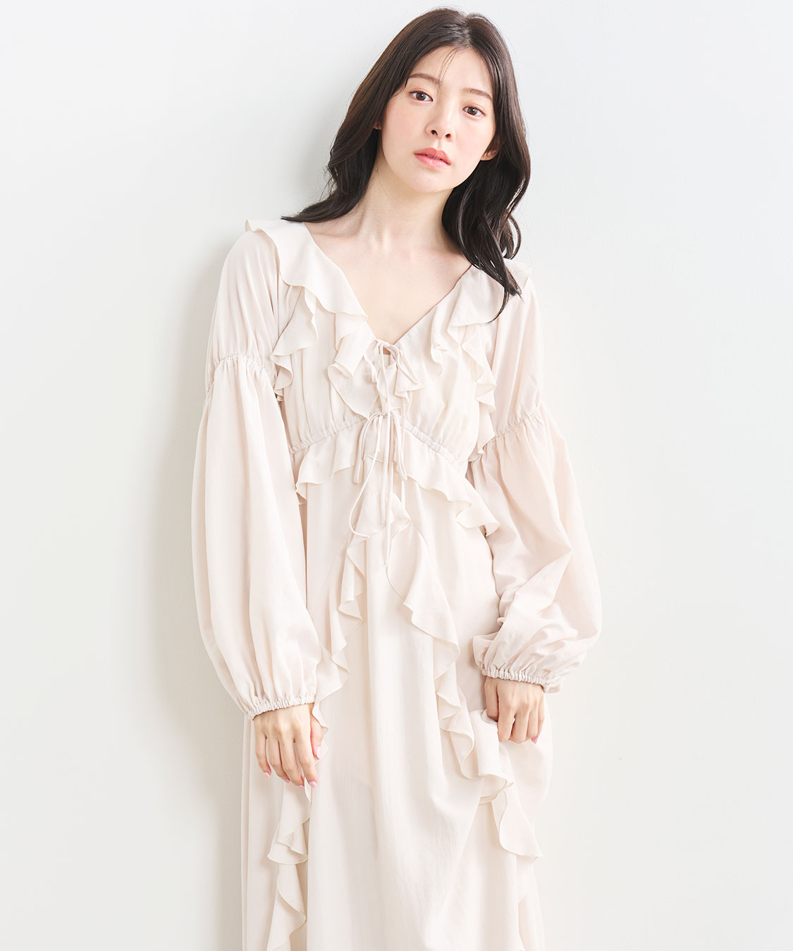 フリルロングワンピース｜PETAL ONLINE（ペタルオンライン）