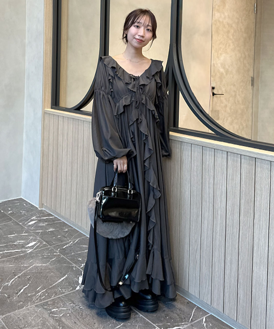 フリルロングワンピース｜PETAL ONLINE（ペタルオンライン）