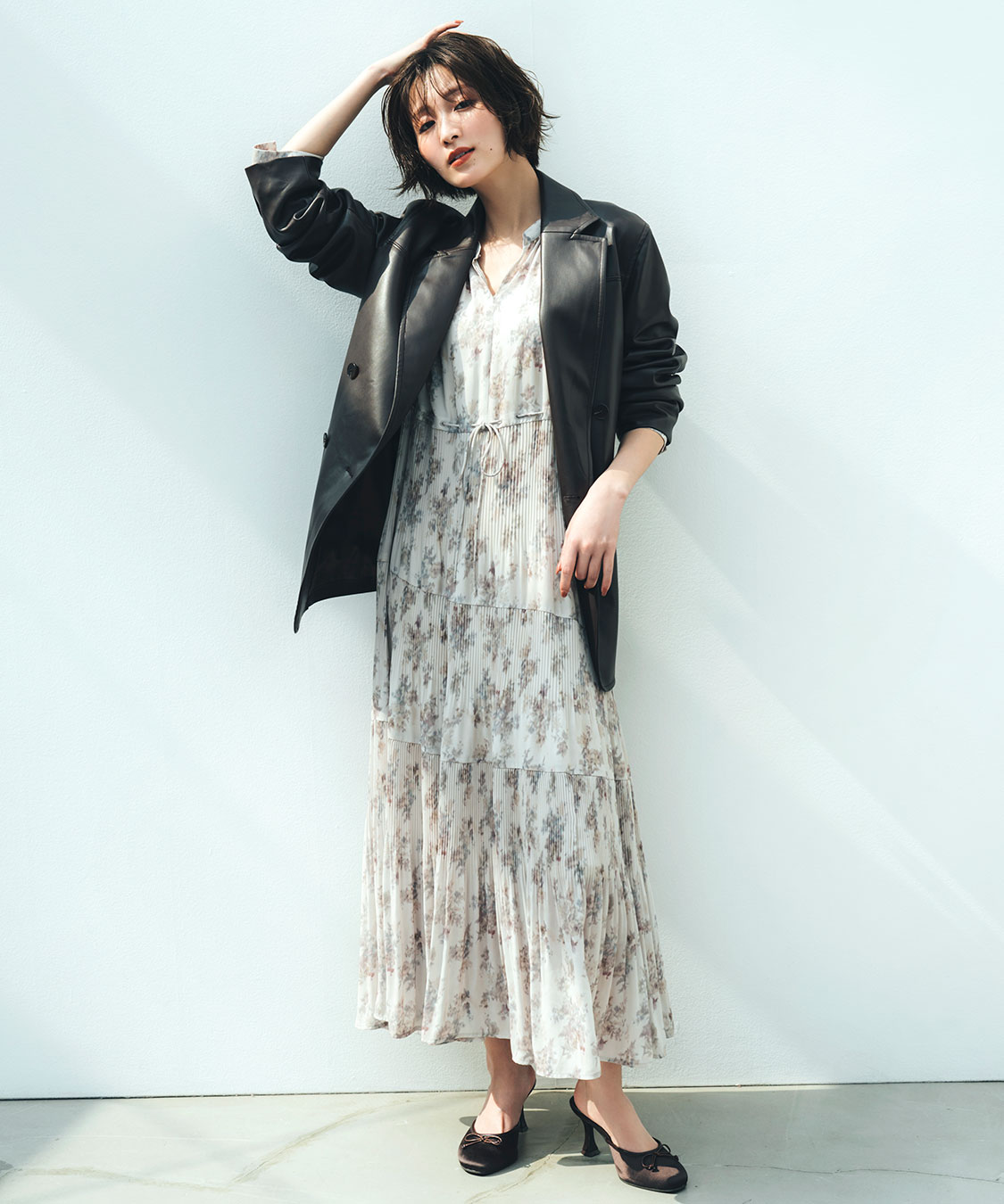 最終価格！再出品 M's カタログ　花　ツイード フラワー 　小花 ワンピース 再入荷】小花ローンギンガムパイピングドレス(ブルー) - seventen