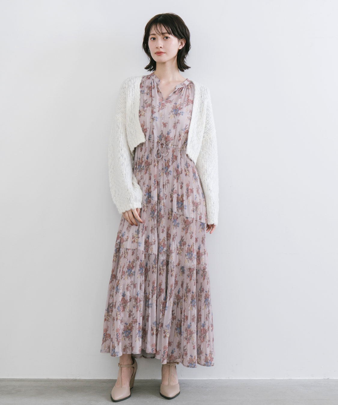 岡崎紗絵さんコラボ】フラワープリントプリーツティアード
