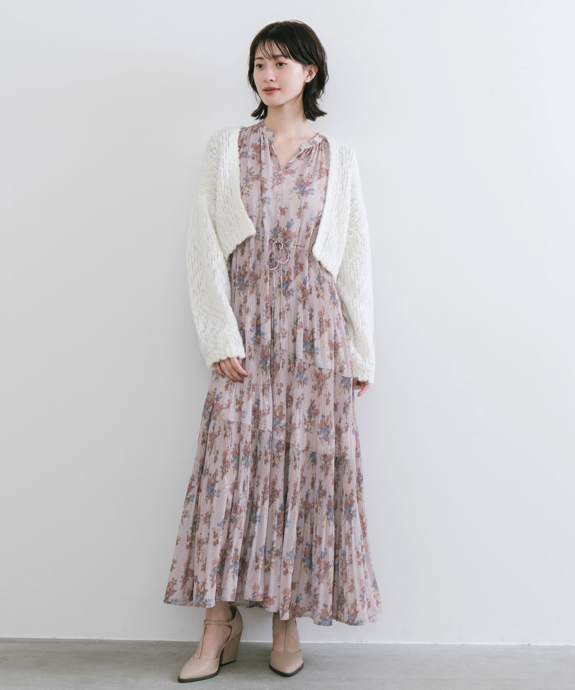 岡崎紗絵さんコラボ】フラワープリントプリーツティアード