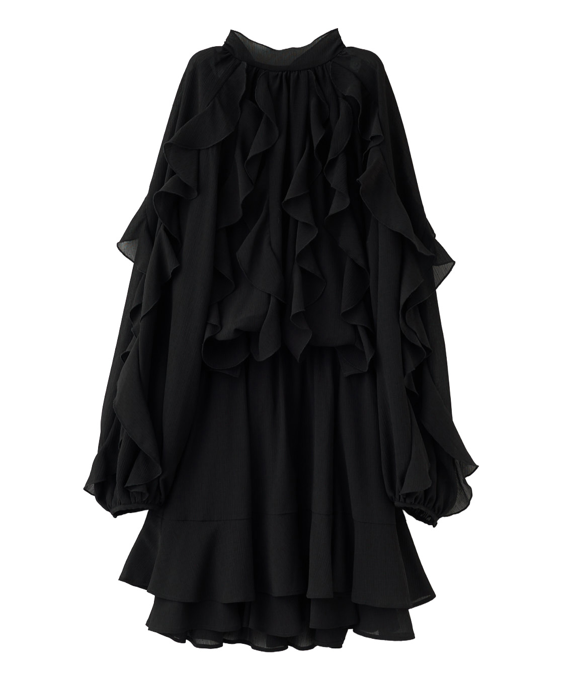 岡崎紗絵さんコラボ】カスケードボウタイフリルミニワンピース