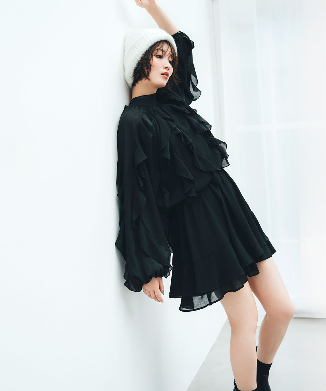 カスケードボウタイフリルミニワンピース｜PETAL ONLINE（ペタル