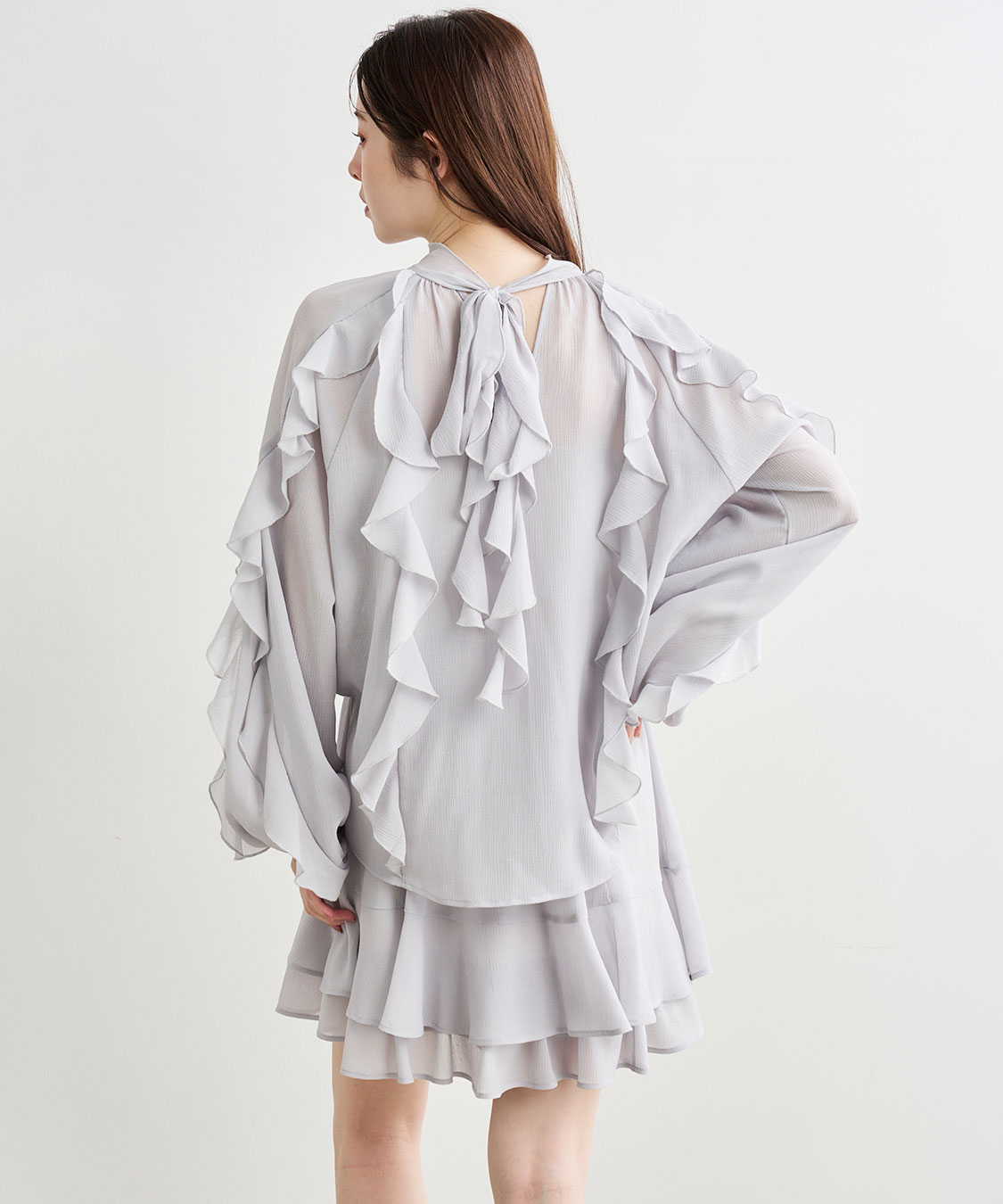 岡崎紗絵さんコラボ】カスケードボウタイフリルミニワンピース