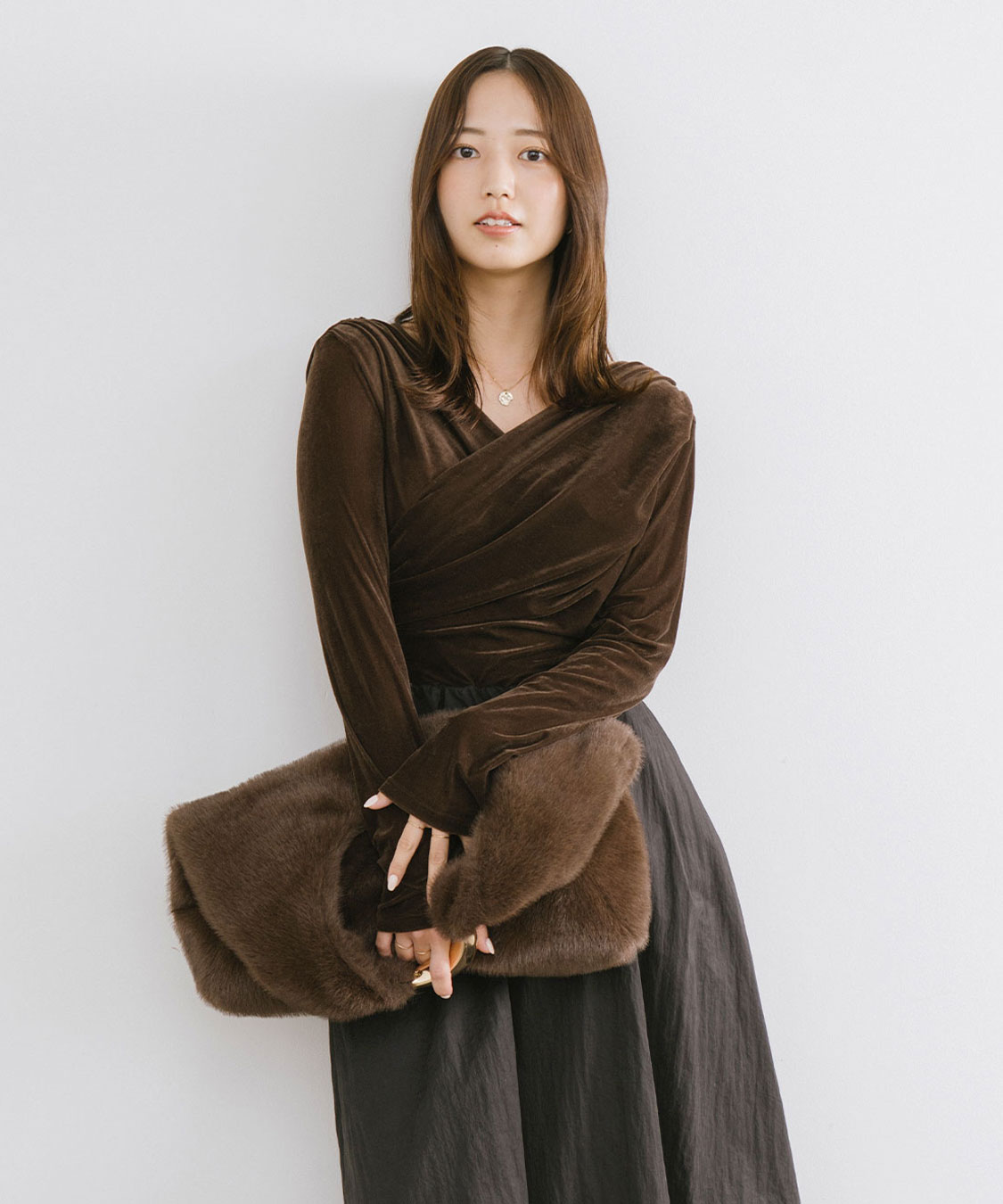 新品　完売品COCO DEALベロアドッキングワンピース　ブラウン　S 新品 完売品COCO DEALベロアドッキングワンピース ブラウン S