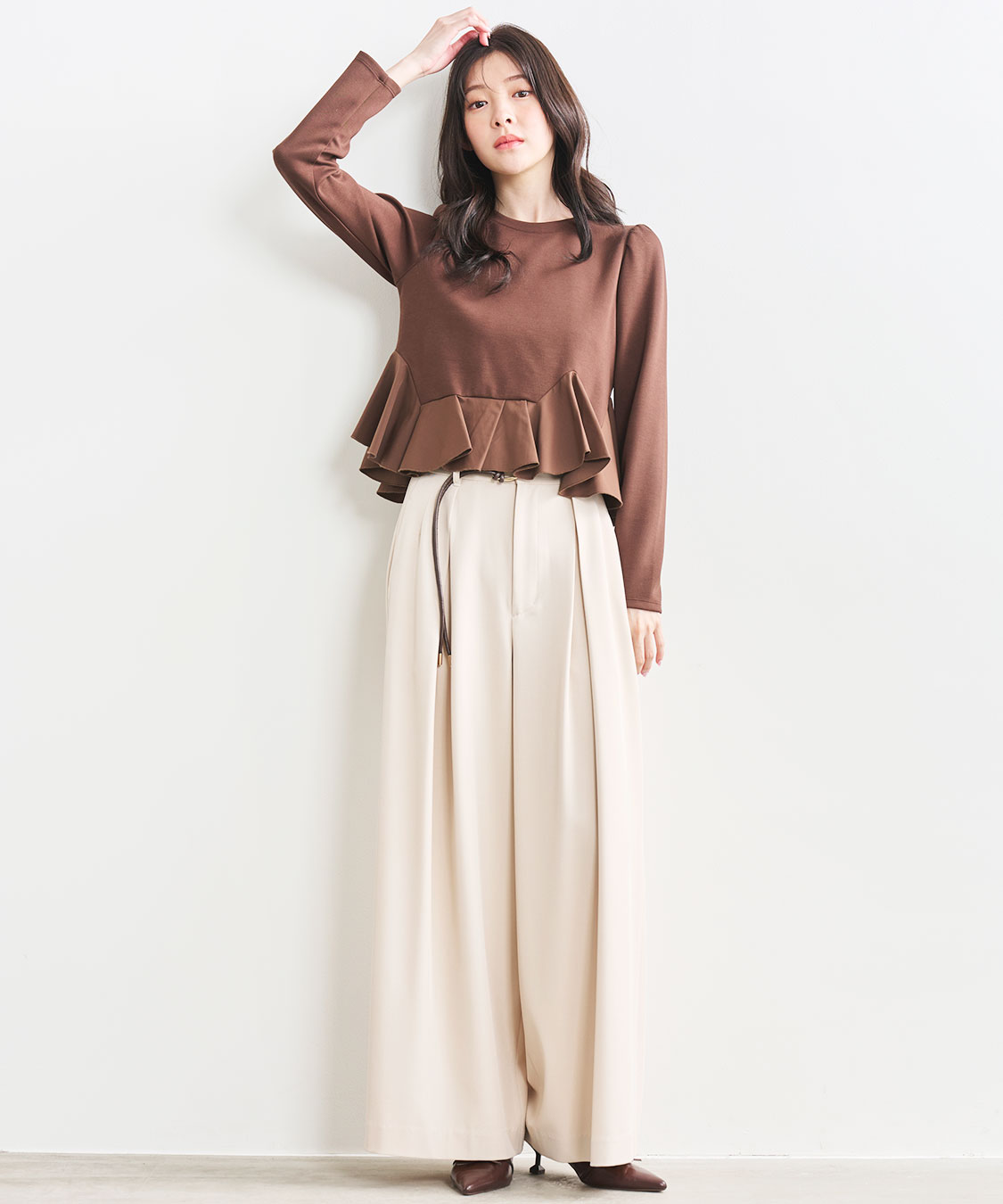 合皮デザインベルト付きタックパンツ｜PETAL ONLINE（ペタル