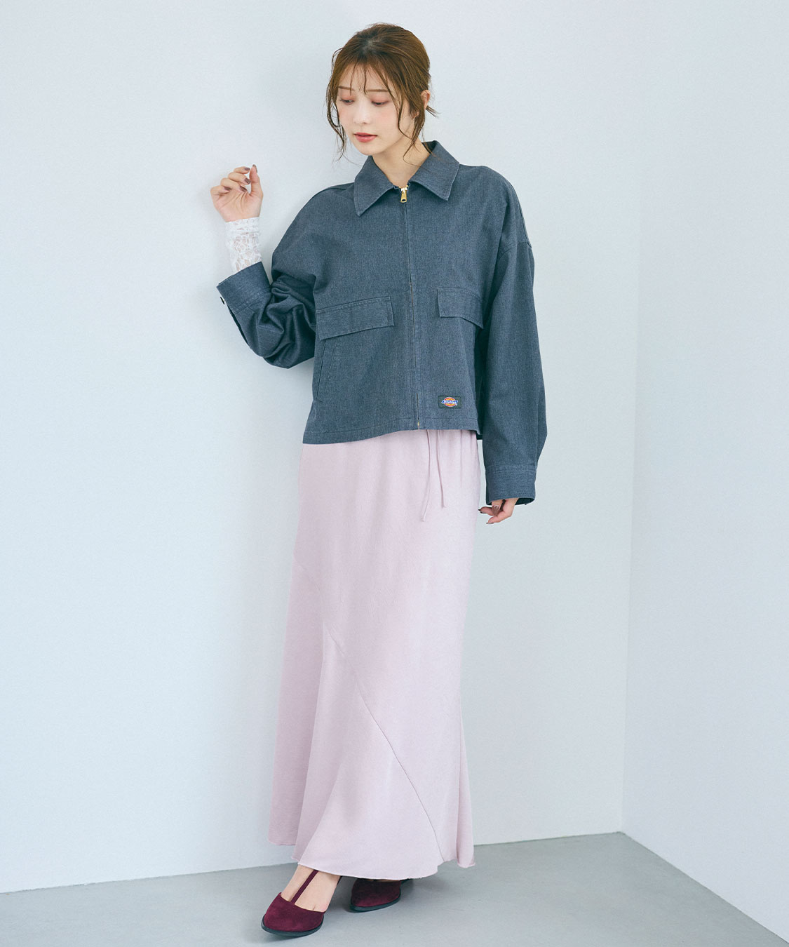 ココディール 新品タグ付 Sサイズ サテンナロースカート グレージュ ココディール 新品タグ付 Sサイズ サテンナロースカート