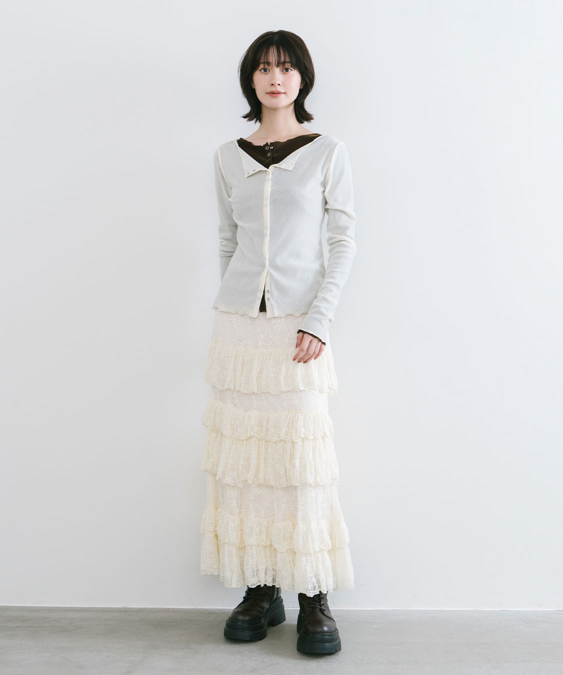 ココディール　ティアードマーメイドスカート　アイボリー レースティアードマーメイドスカート｜PETAL ONLINE（ペタル