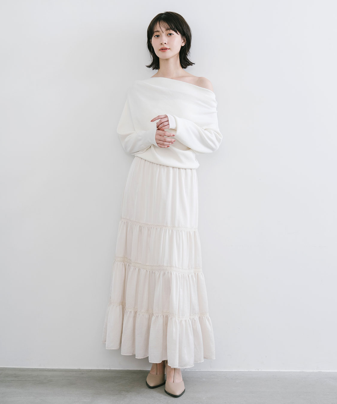 COCODEAL レース切替ティアードサテンスカート レース切替ティアードサテンスカート｜PETAL ONLINE（ペタルオンライン）