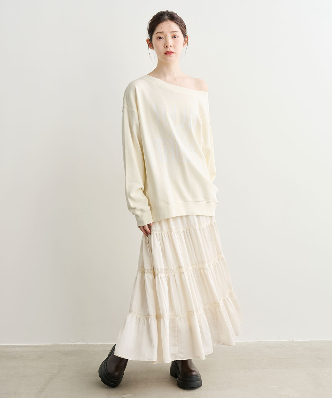 今季完売　COCO DEAL レース切替ティアードサテンスカート　アイボリー　2 レース切替ティアードサテンスカート｜PETAL ONLINE（ペタルオンライン）