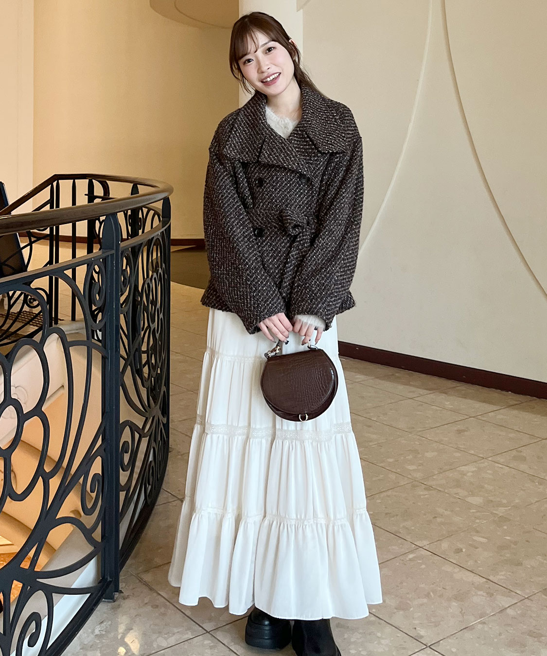 レース切替ティアードサテンスカート｜PETAL ONLINE（ペタルオンライン）