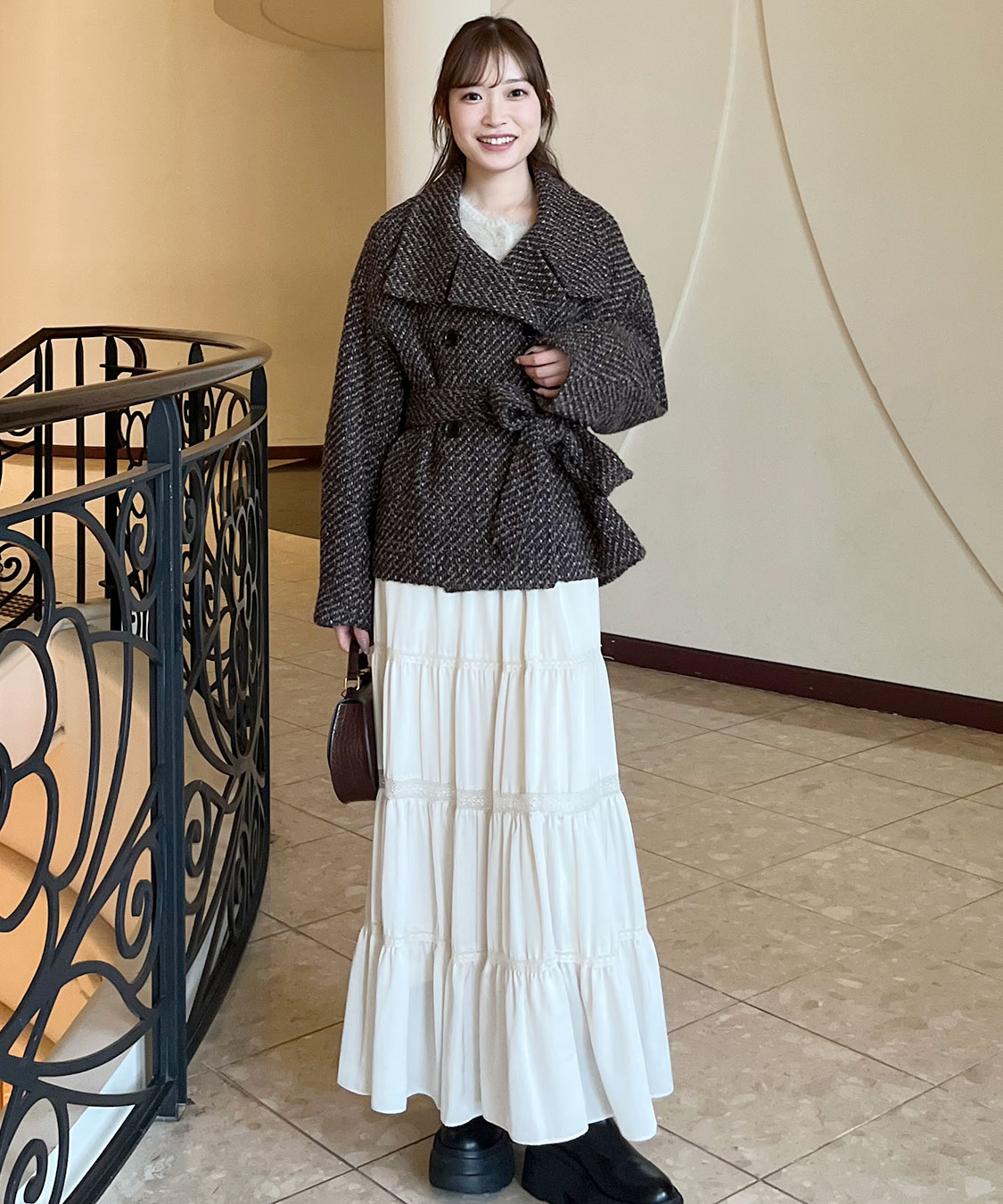 レース切替ティアードサテンスカート｜PETAL ONLINE（ペタルオンライン）