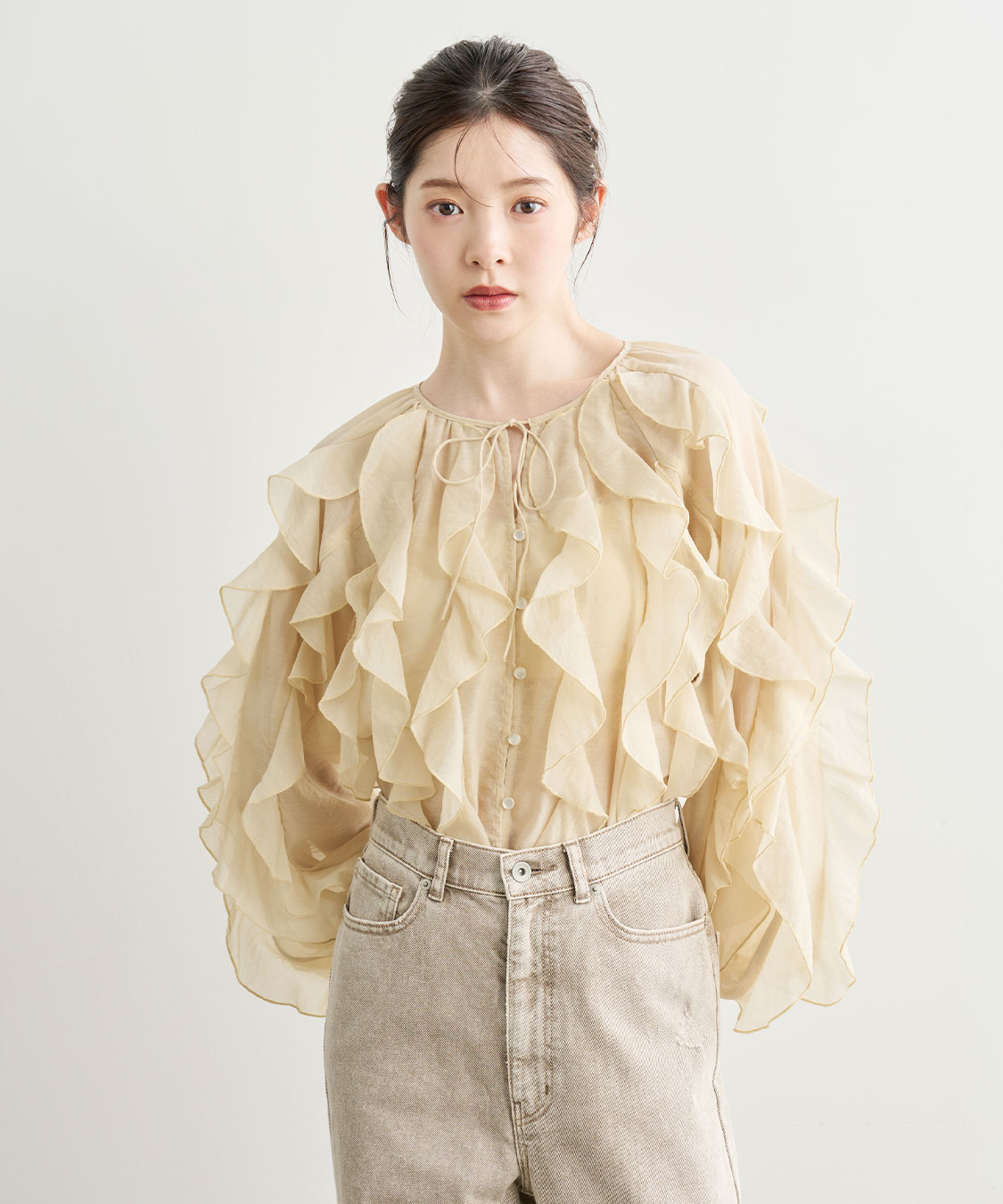 即完　ココディール　新品タグ付　フリルシャツブラウス　25AW 楽天市場】【即日発送】COCODEAL ココディール フリルシャツ