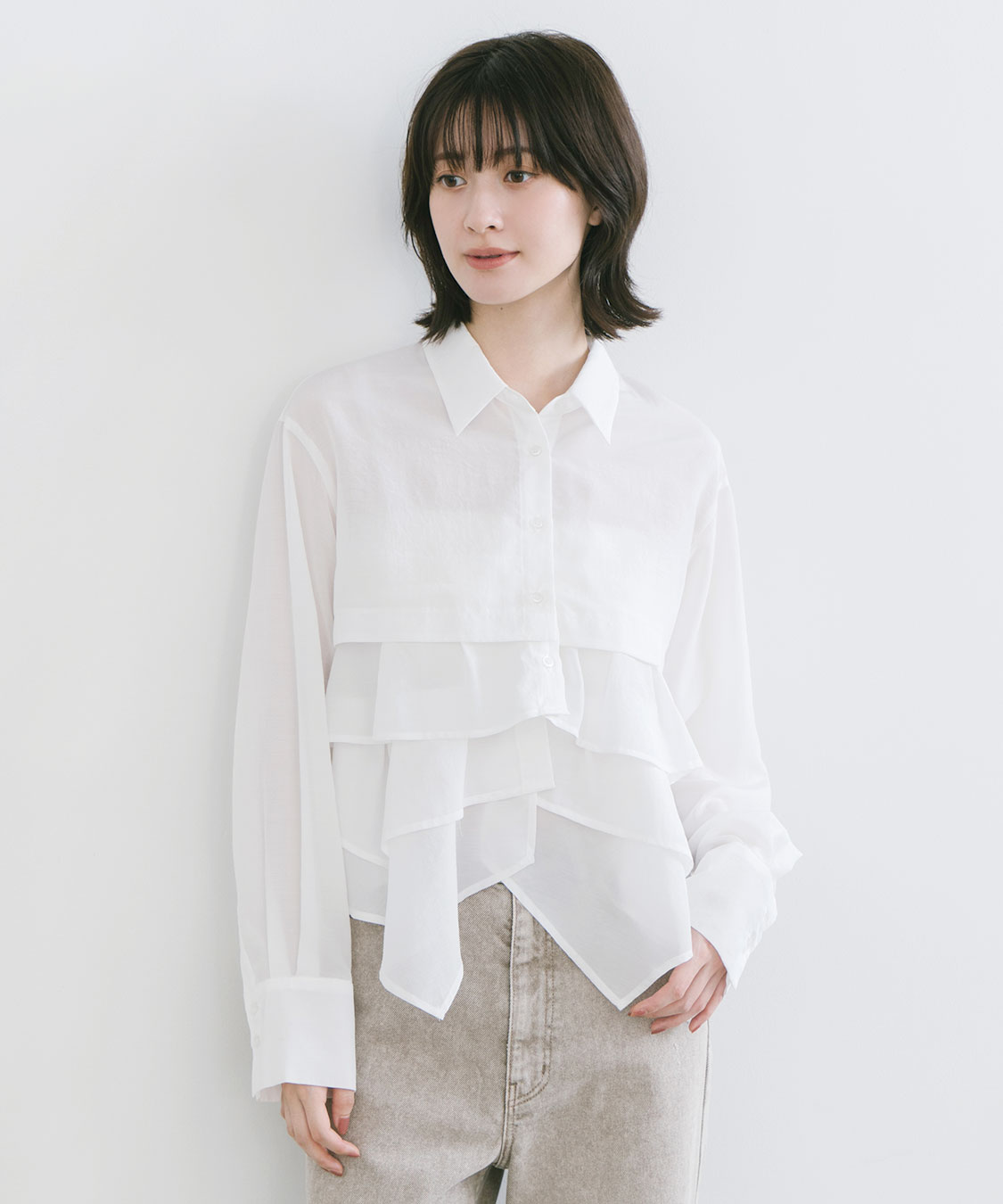 cocodeal ヘムフリルブラウス ブルー ヘムフリルシャツ｜PETAL ONLINE（ペタルオンライン）