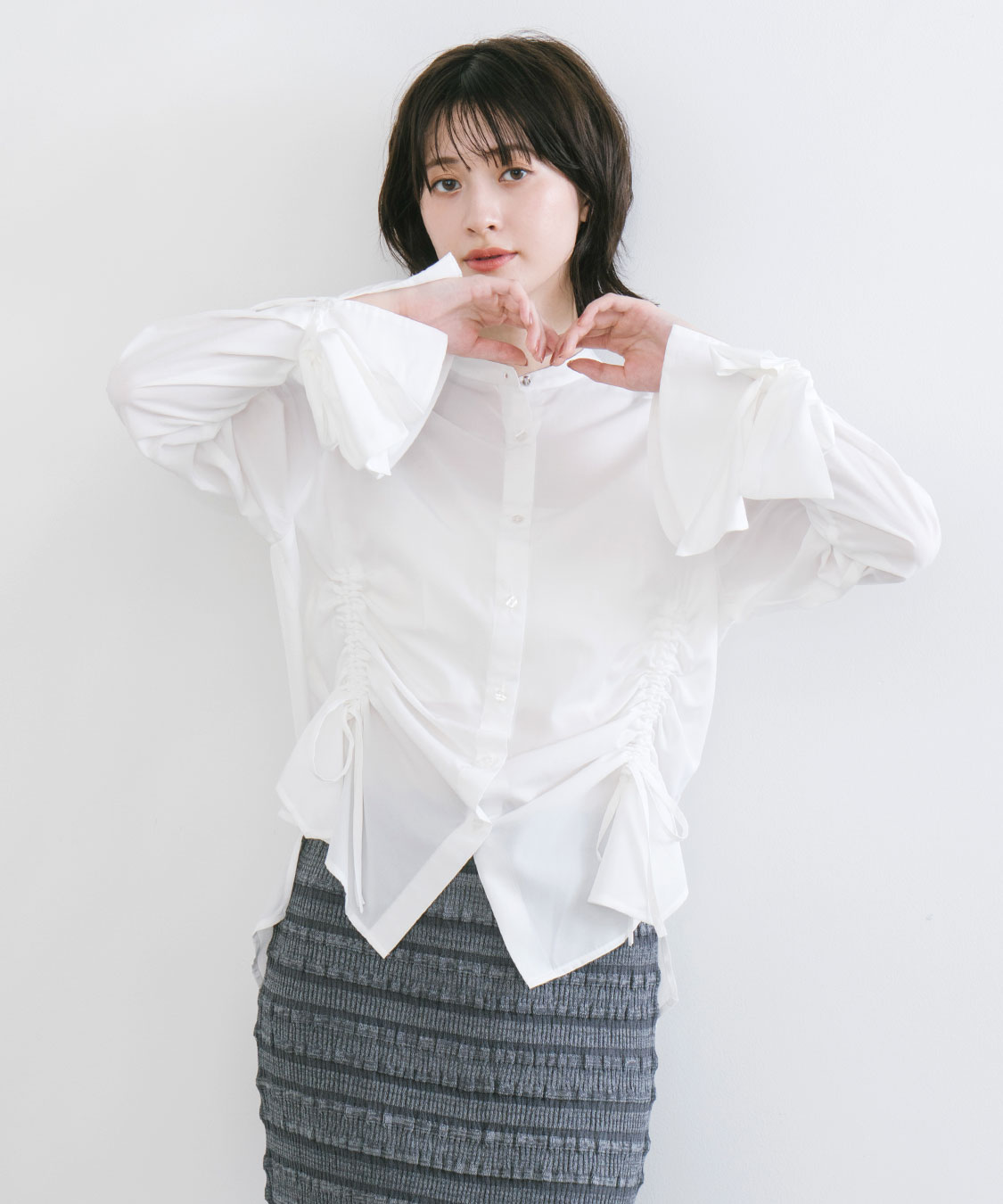 リボンスリーブドロストシャツブラウス｜PETAL ONLINE（ペタルオンライン）