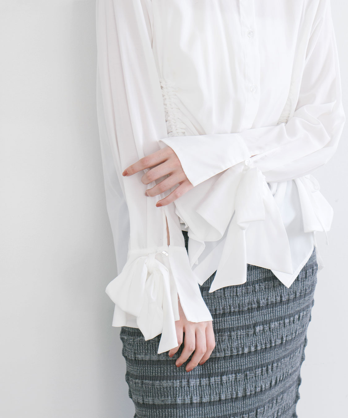 リボンスリーブドロストシャツブラウス｜PETAL ONLINE（ペタルオンライン）