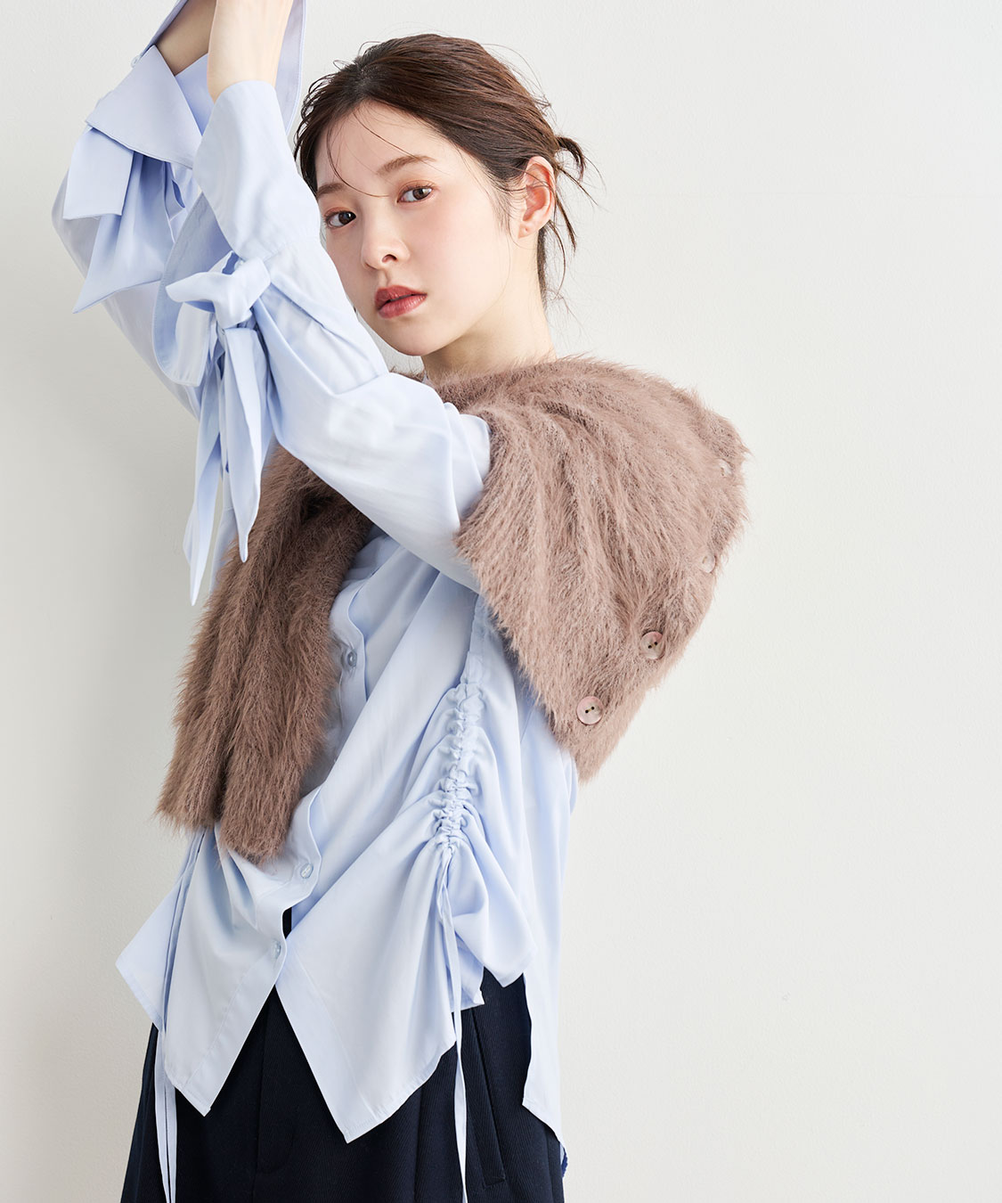 リボンスリーブドロストシャツブラウス｜PETAL ONLINE（ペタルオンライン）