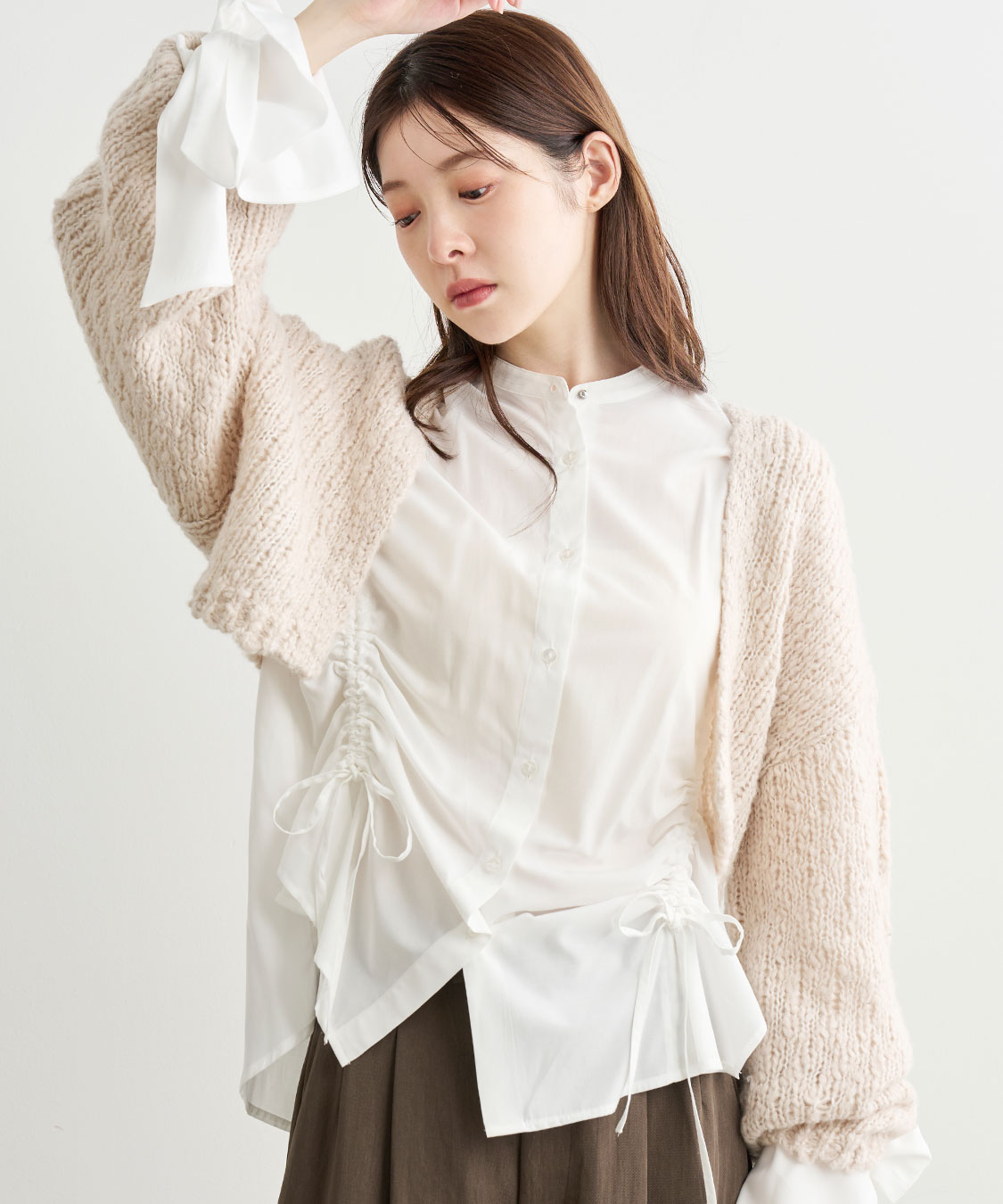リボンスリーブドロストシャツブラウス｜PETAL ONLINE（ペタルオンライン）