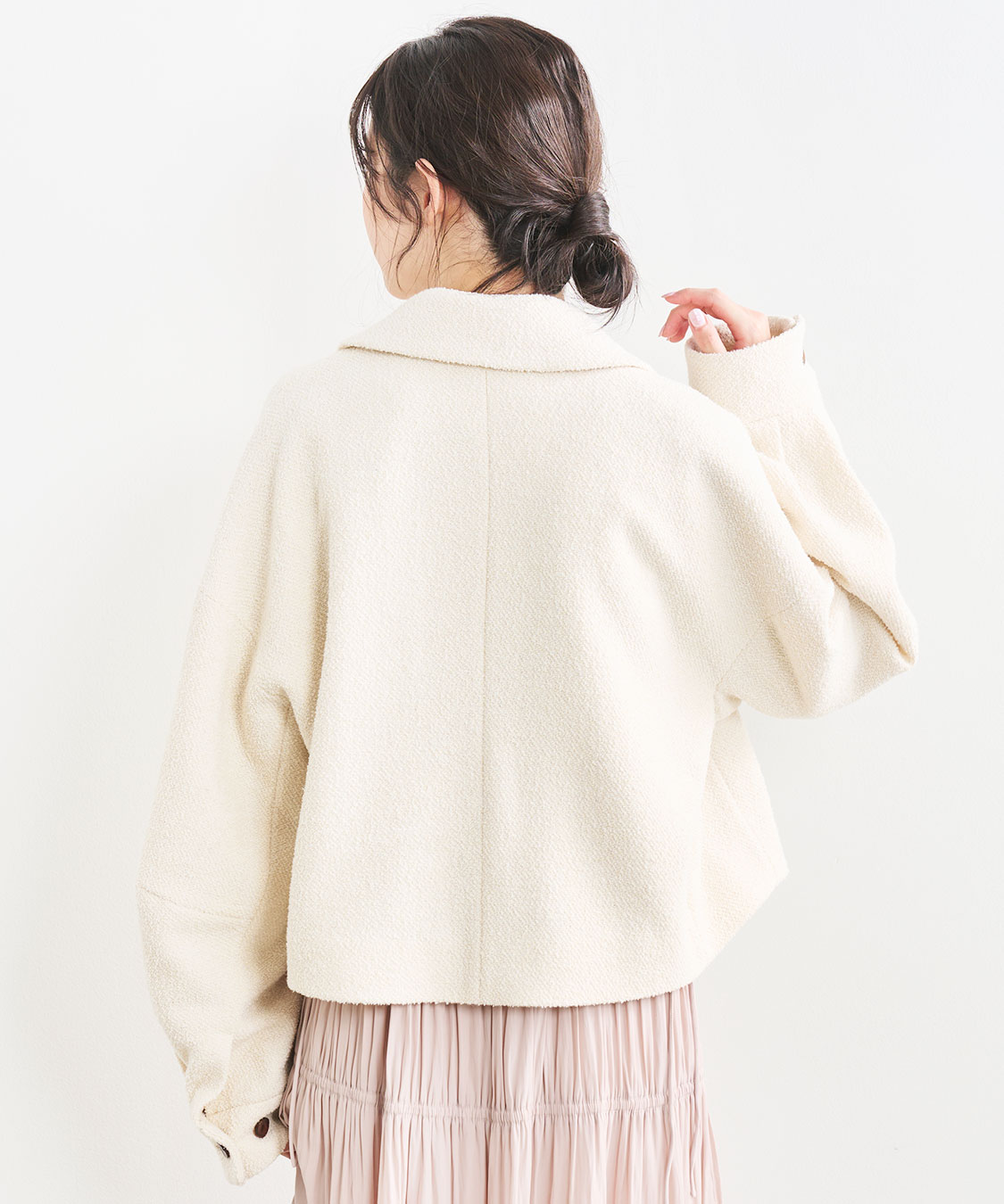 ビット付きブークレショートコート ビッグ衿ループブークレショートコート | natural couture