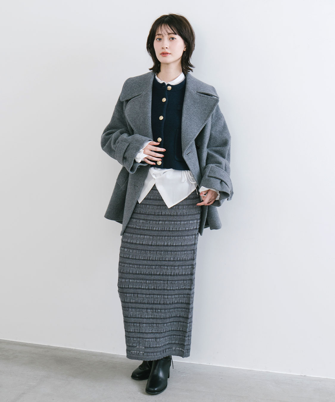 COCO DEAL(ココディール) インペリアルモッサショートPコート　グレー インペリアルモッサショートPコート｜PETAL ONLINE（ペタル