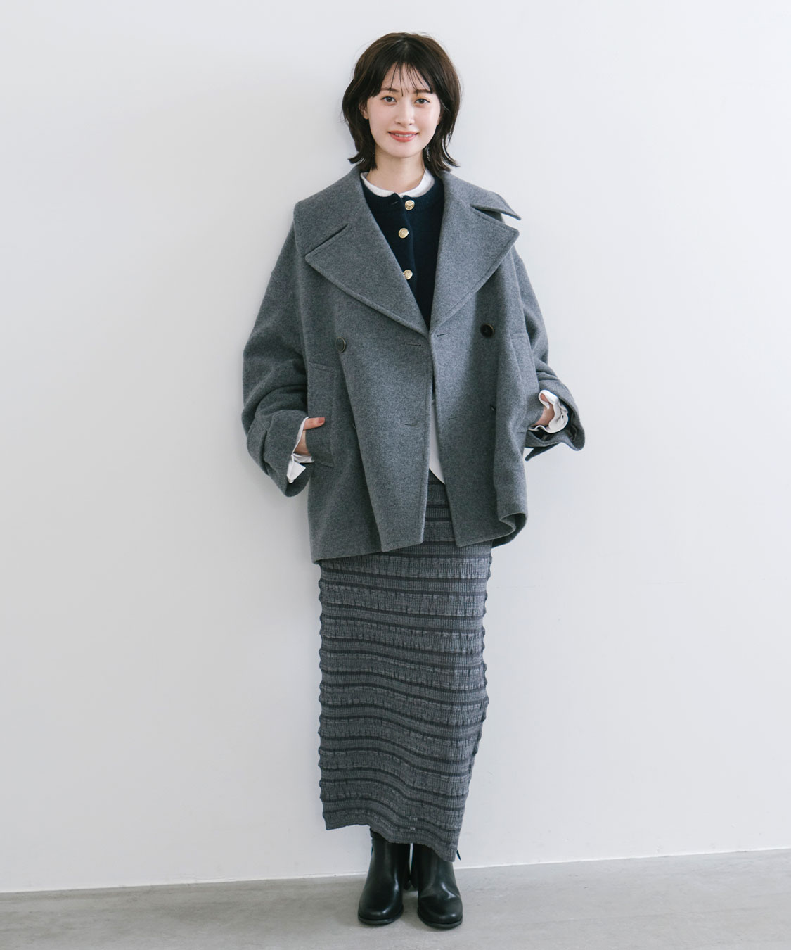 COCO DEAL(ココディール) インペリアルモッサショートPコート　グレー インペリアルモッサショートPコート｜PETAL ONLINE（ペタル