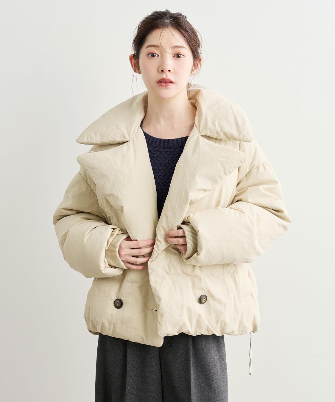 ノベルティフェア対象】パファービッグカラーダウンコート｜PETAL