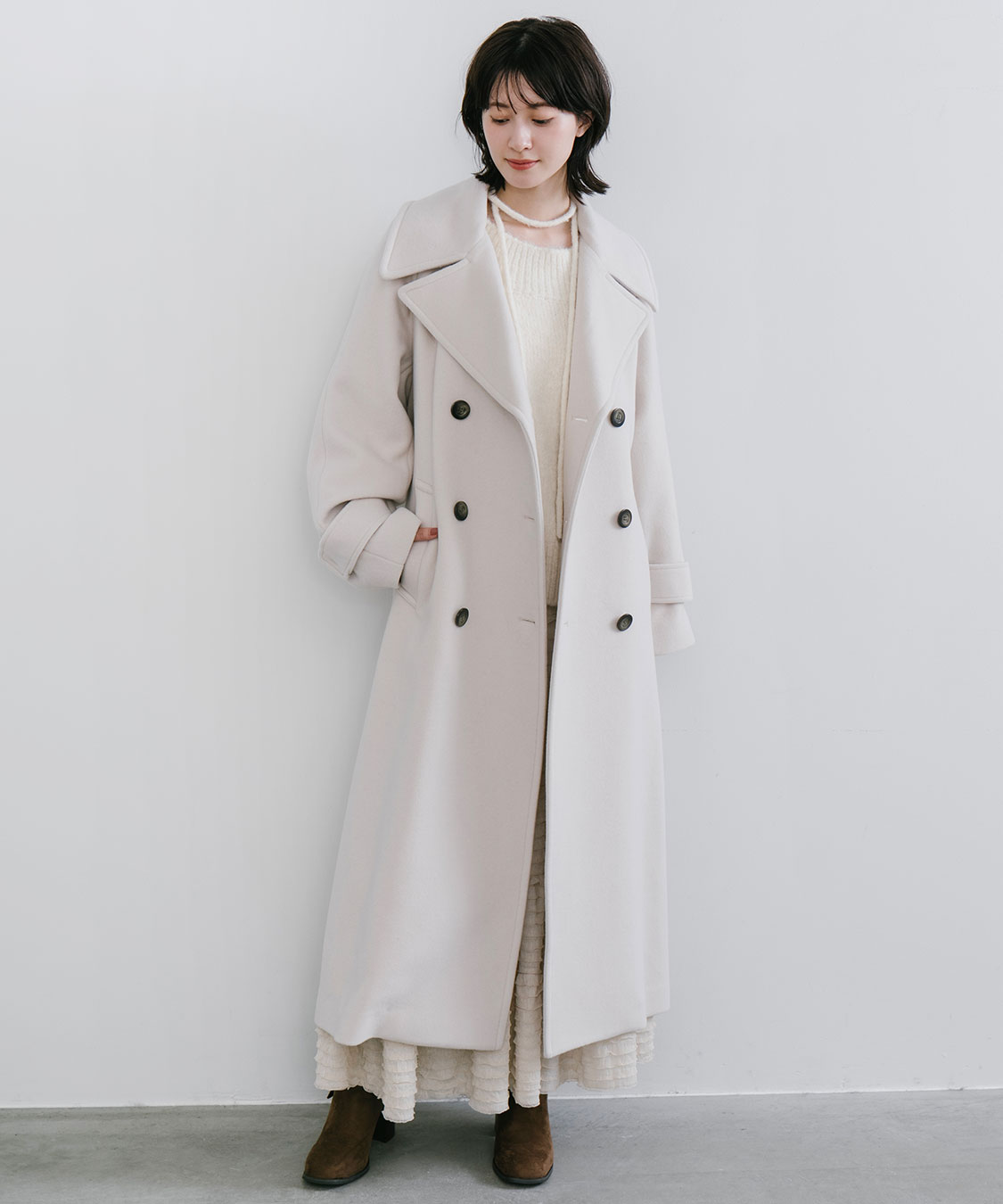 COAT PRE ORDER対象アイテム】ビッグカラーロングトレンチコート