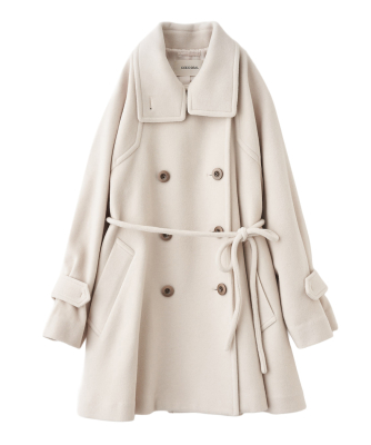 スタンドカラーミドル丈トレンチコート