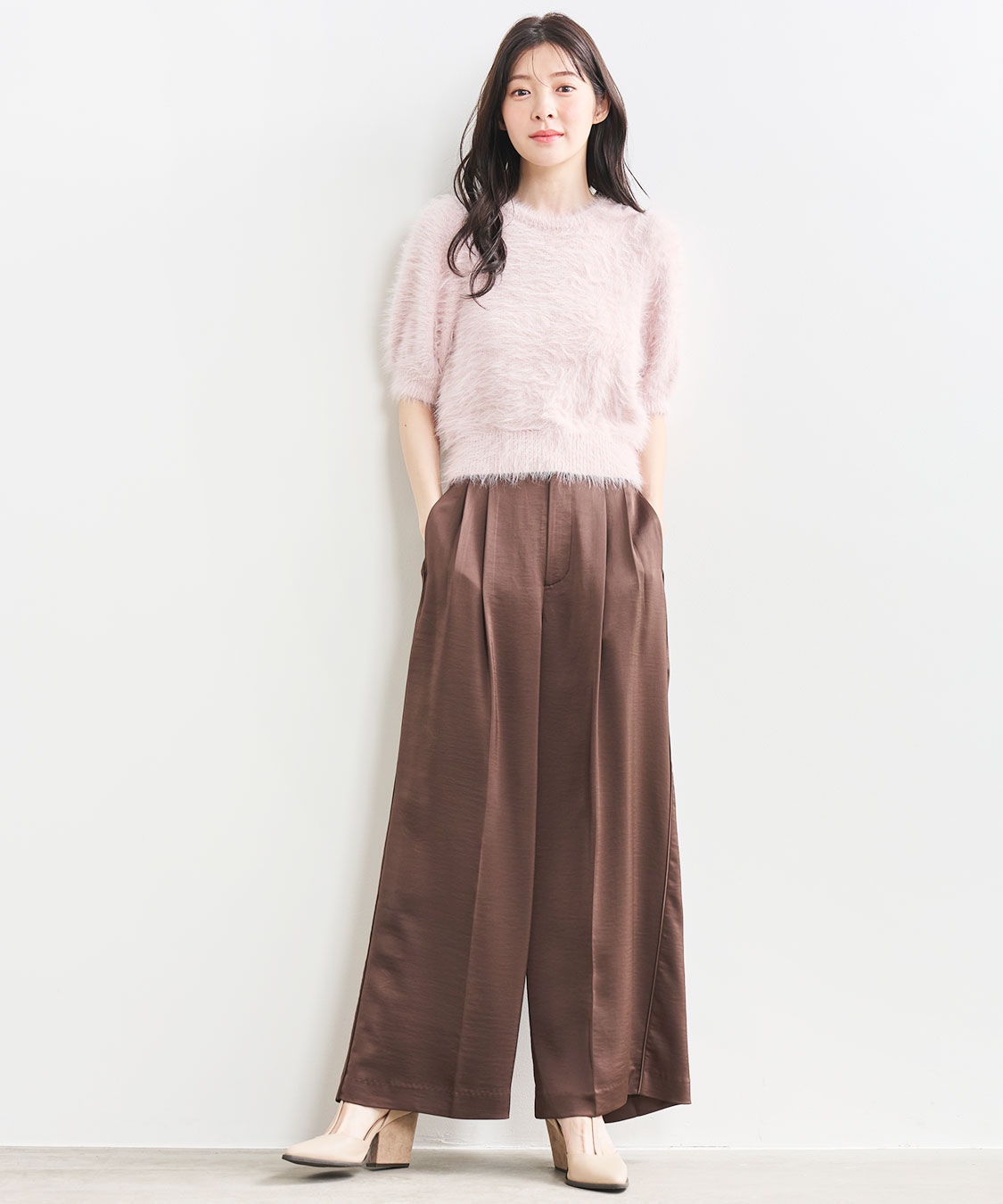 新品未使用タグ付きHERMESアン デゾルドル ア フルール 半袖ニット SALE】前後2way肩刺繍7分袖ゆるニットプルオーバー