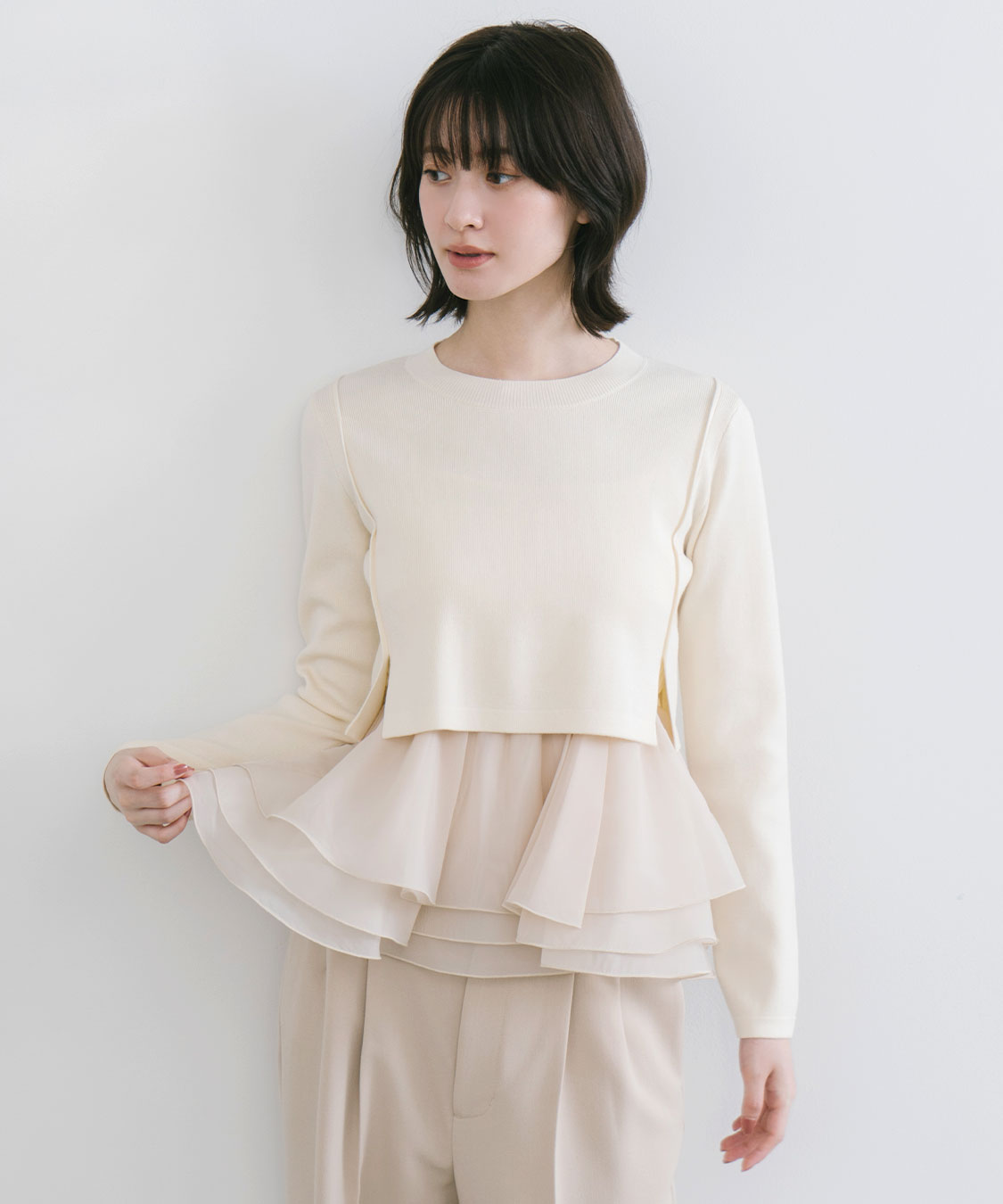 COCODEAL ペプラムブラウスレイヤードニット ペプラムブラウスレイヤードニット｜PETAL ONLINE（ペタル