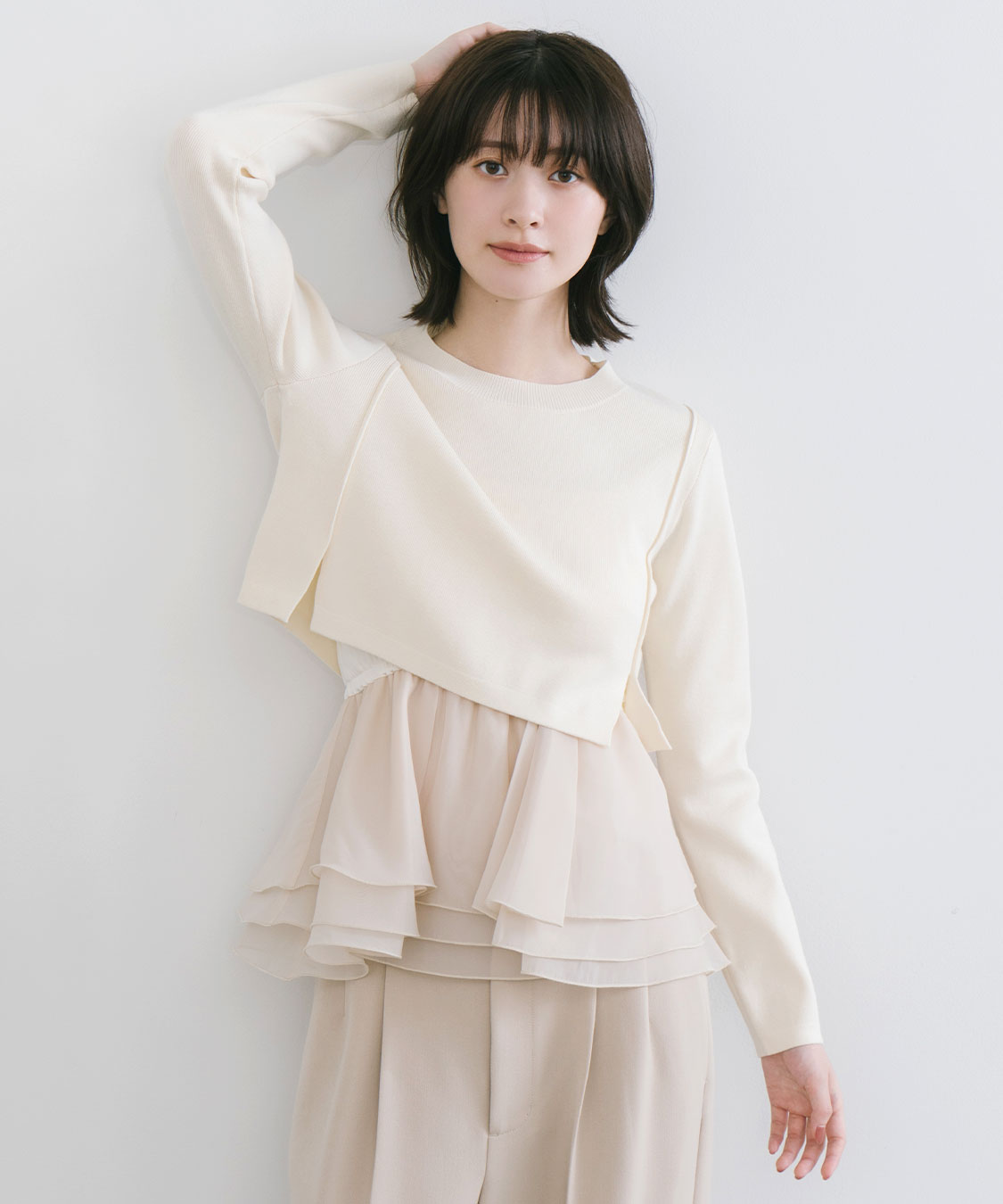 cocodeal ぺプラムブラウスレイヤードニット ペプラムブラウスレイヤードニット｜PETAL ONLINE（ペタル