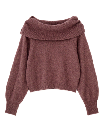 ラクーン混バックリボンニット