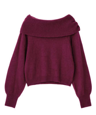 ラクーン混バックリボンニット