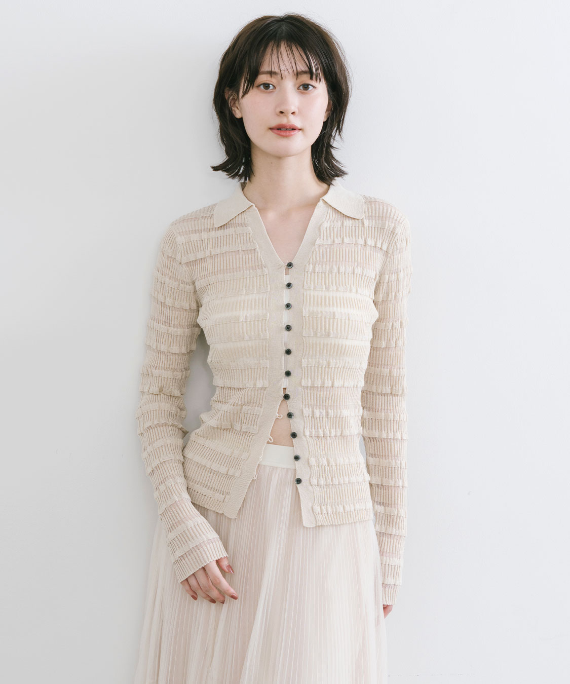 フリルボーダーニットシャツ｜PETAL ONLINE（ペタルオンライン）