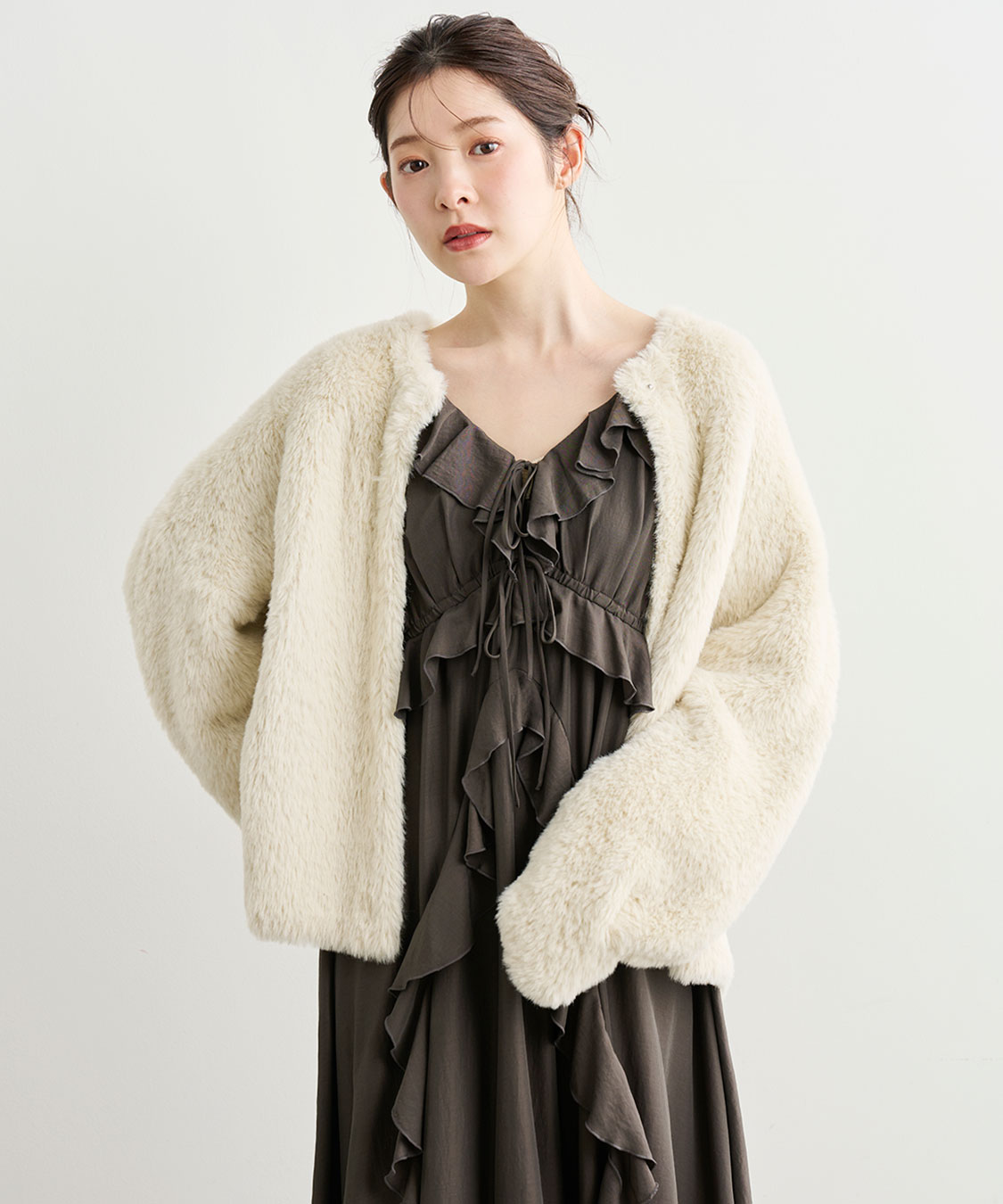 ダブルフェイスフェザーニットアウター｜PETAL ONLINE（ペタル