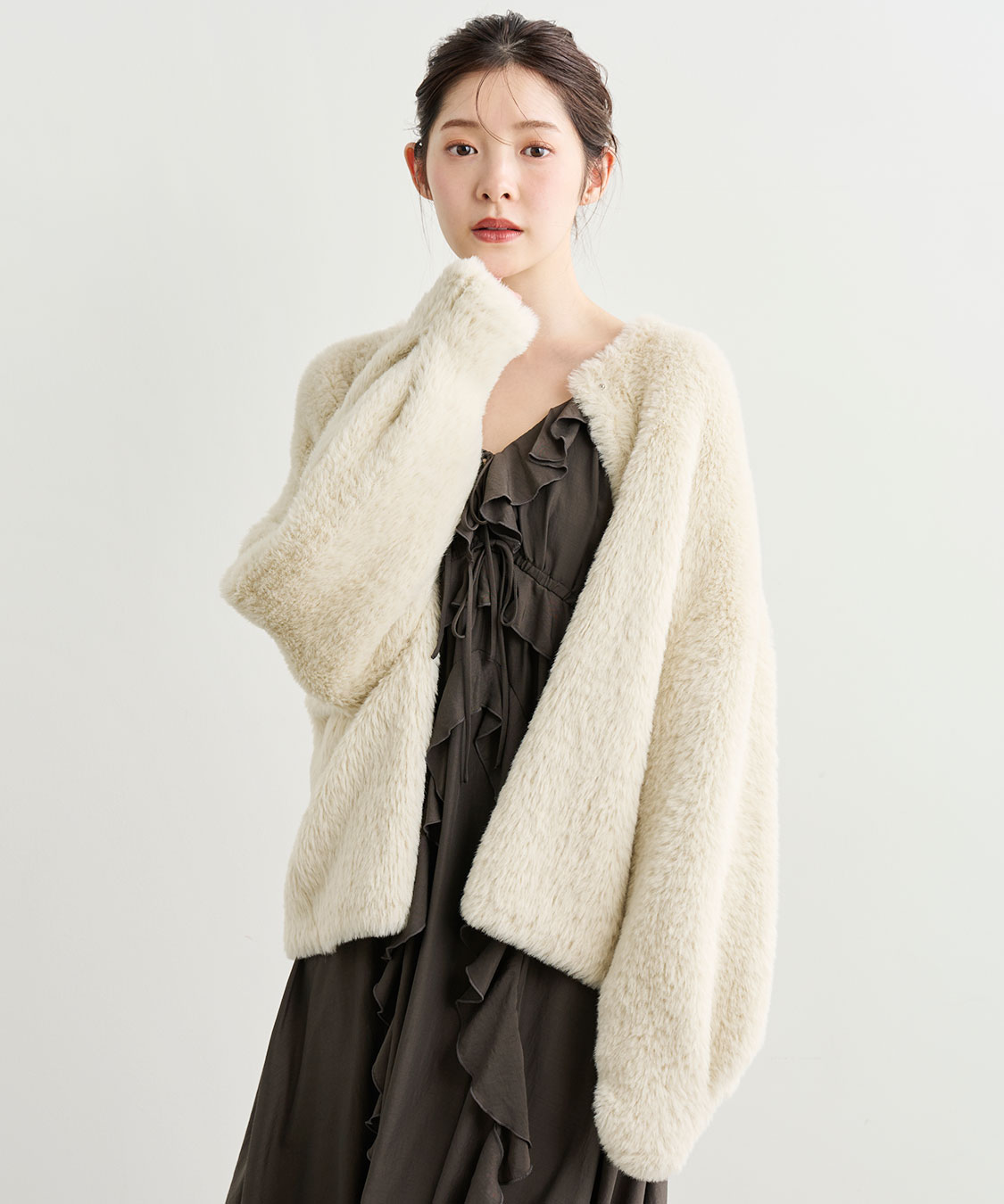 ダブルフェイスフェザーニットアウター｜PETAL ONLINE（ペタルオンライン）