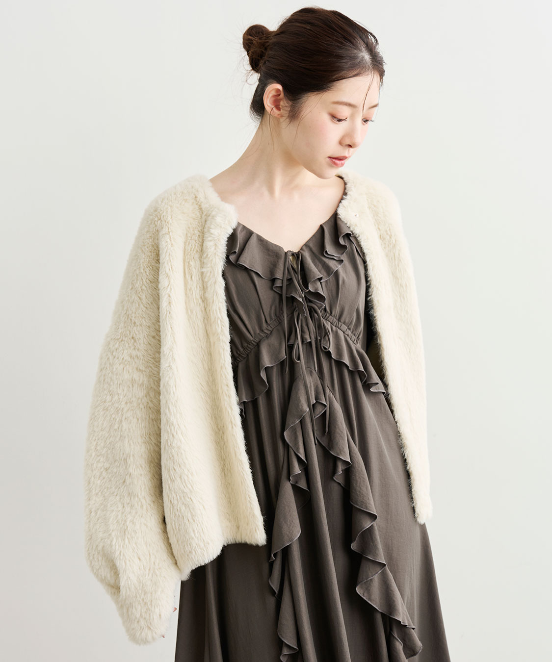 ダブルフェイスフェザーニットアウター｜PETAL ONLINE（ペタルオンライン）