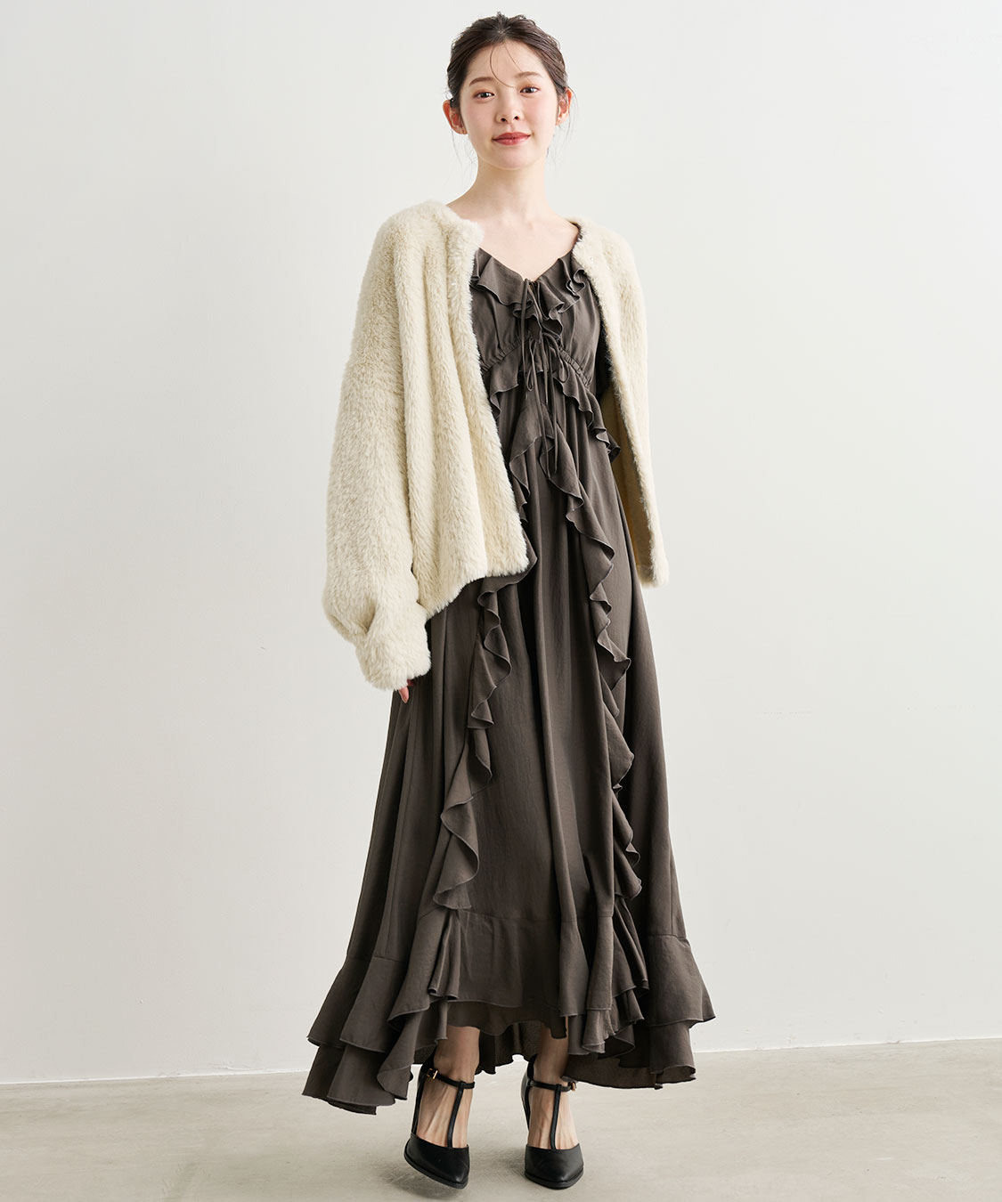 ダブルフェイスフェザーニットアウター｜PETAL ONLINE（ペタル