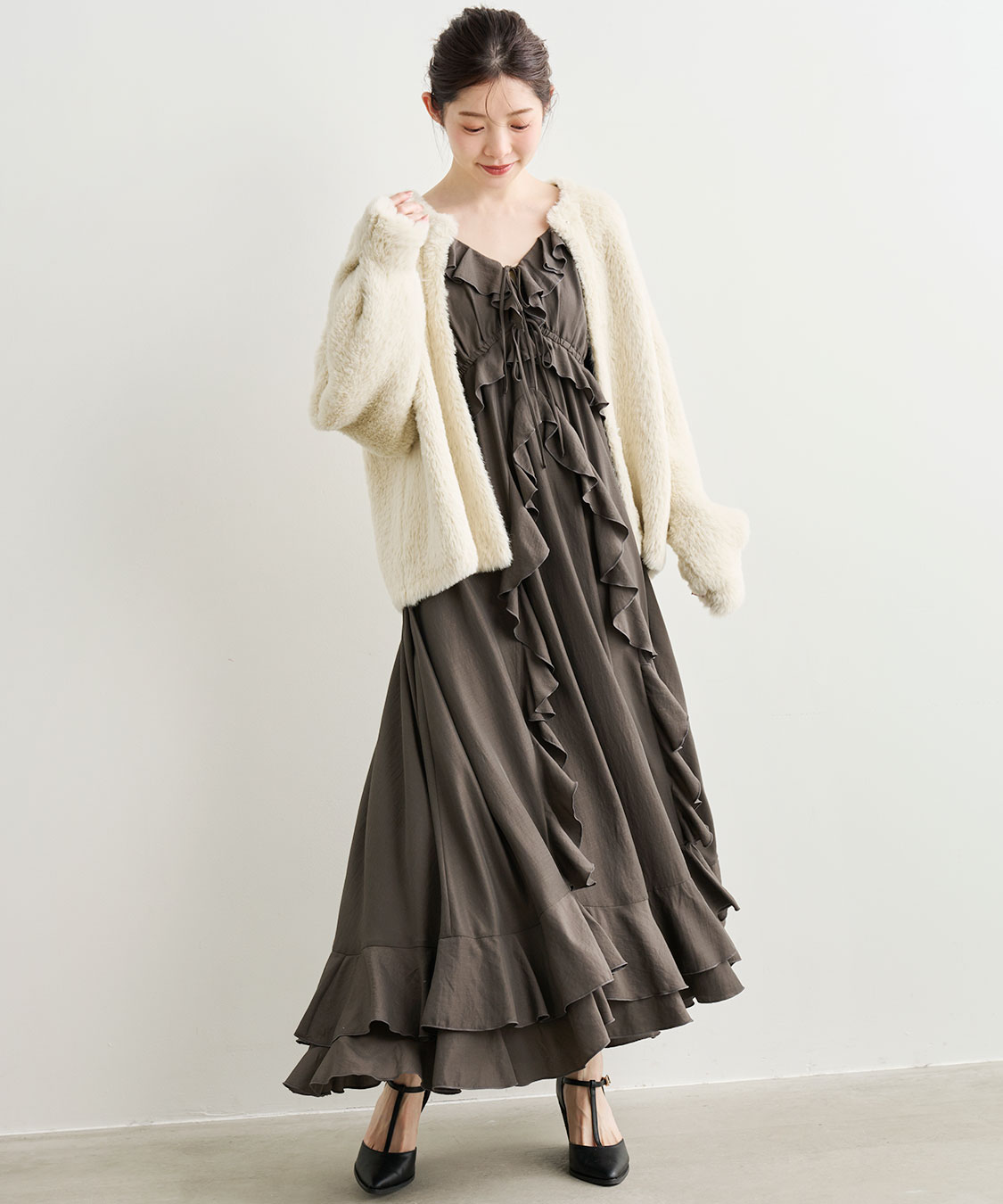 ダブルフェイスフェザーニットアウター｜PETAL ONLINE（ペタル