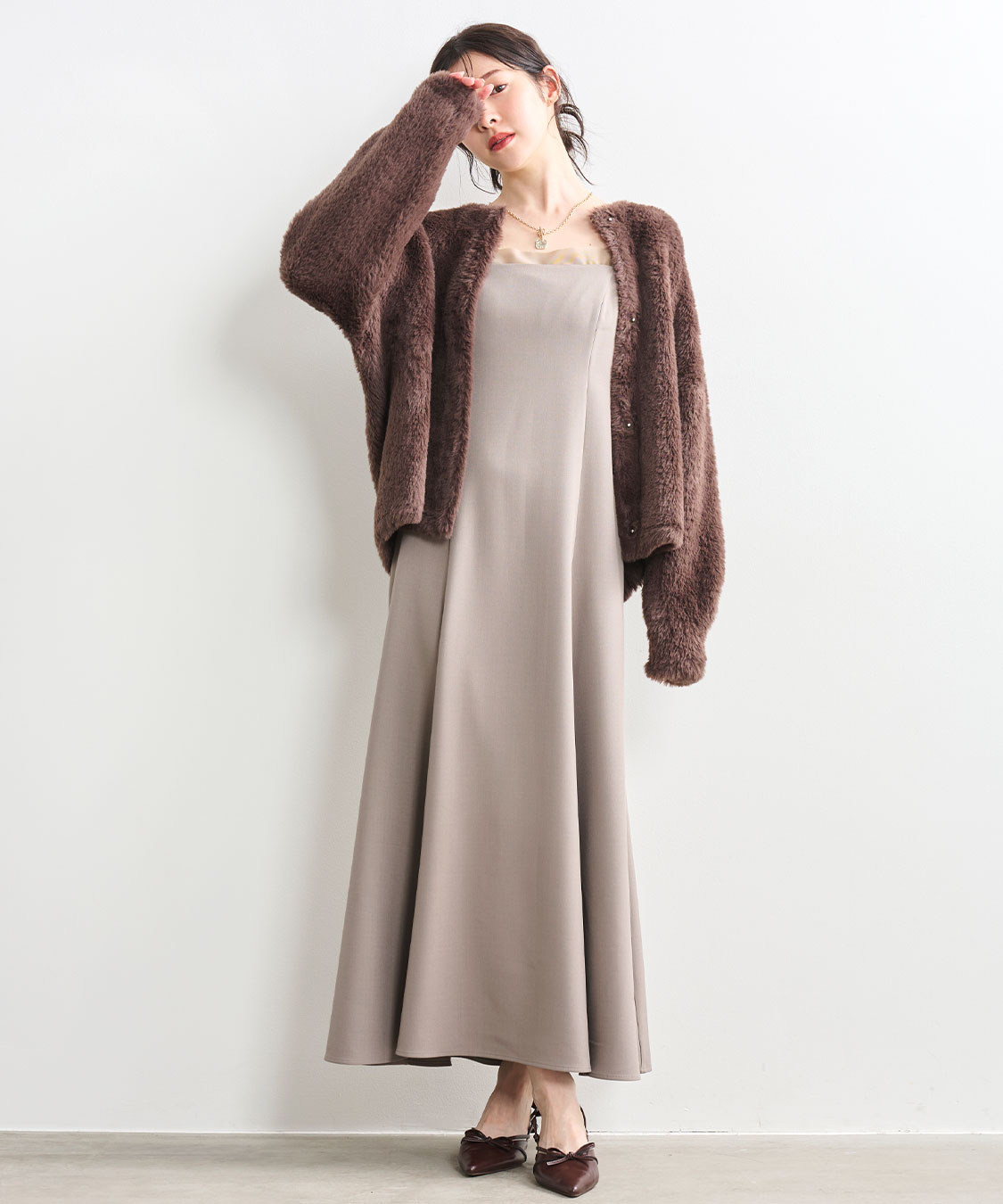 新品⭐︎COCODEAL ダブルフェイスフェザーニットアウターブラウン ダブルフェイスフェザーニットアウター｜PETAL ONLINE（ペタルオンライン）