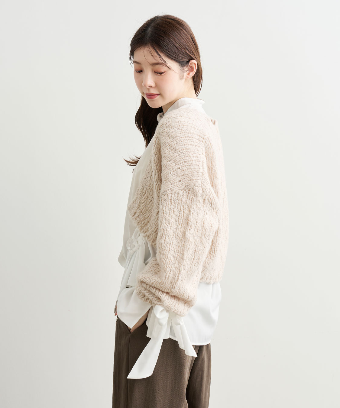 KAPITAL (キャピタル) 5G ウール BONEショートカーディガンサックス