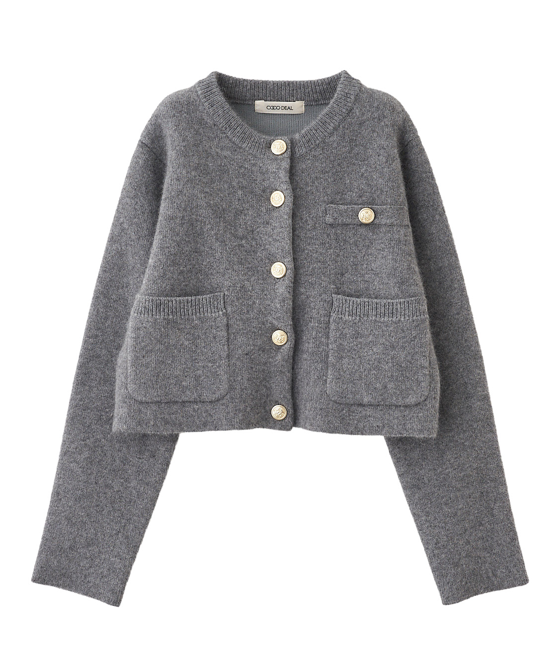 COCO DEAL ラクーン混ダブルフェイスニットカーディガン 杏グレー ラクーン混ダブルフェイスニットカーディガン｜PETAL ONLINE