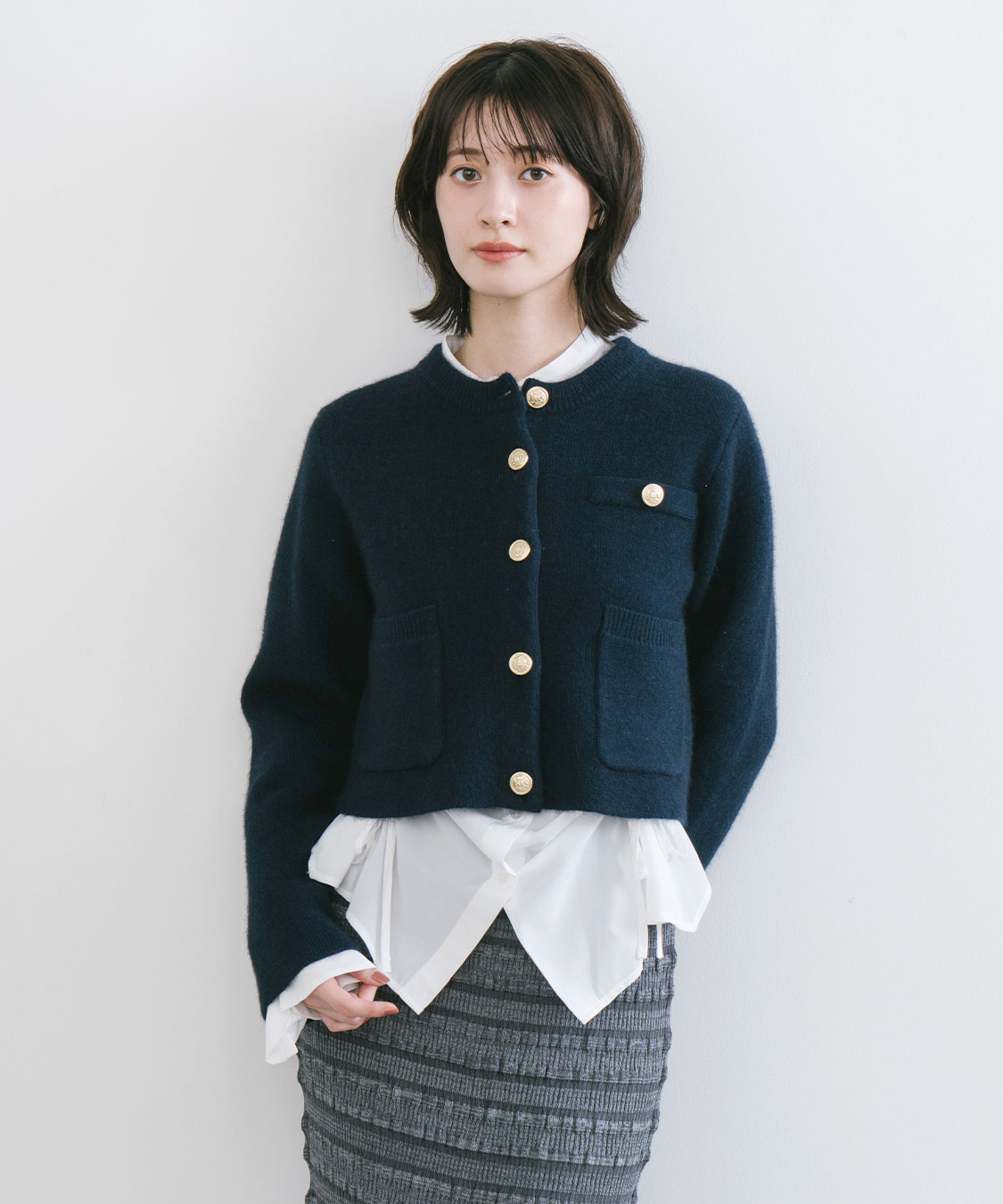 【新品未使用】LE.EMA モヘアタッチダブルボタンカーディガン タグ付き ラクーン混ダブルフェイスニットカーディガン｜PETAL ONLINE