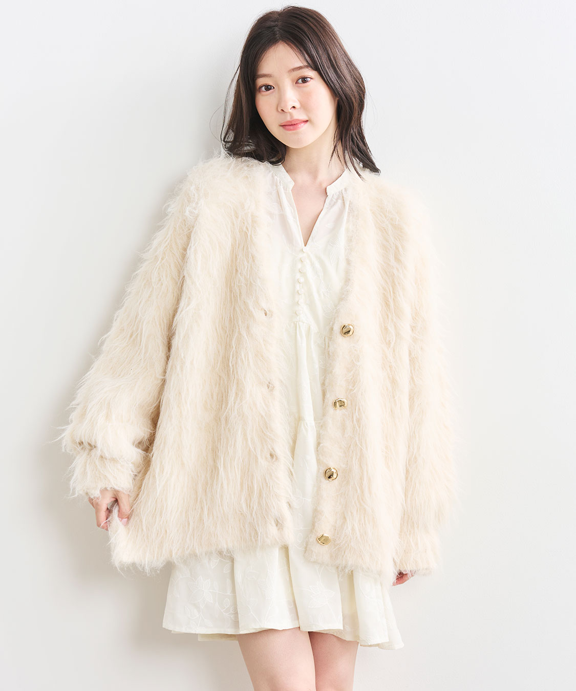 COCODEAL 【岡崎紗絵さんコラボ】ロングシャギーカーディガン 岡崎紗絵さんコラボ】ロングシャギーカーディガン｜PETAL ONLINE