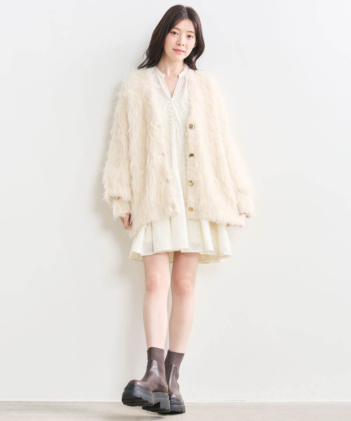 岡崎紗絵さんコラボ】ロングシャギーカーディガン｜PETAL ONLINE